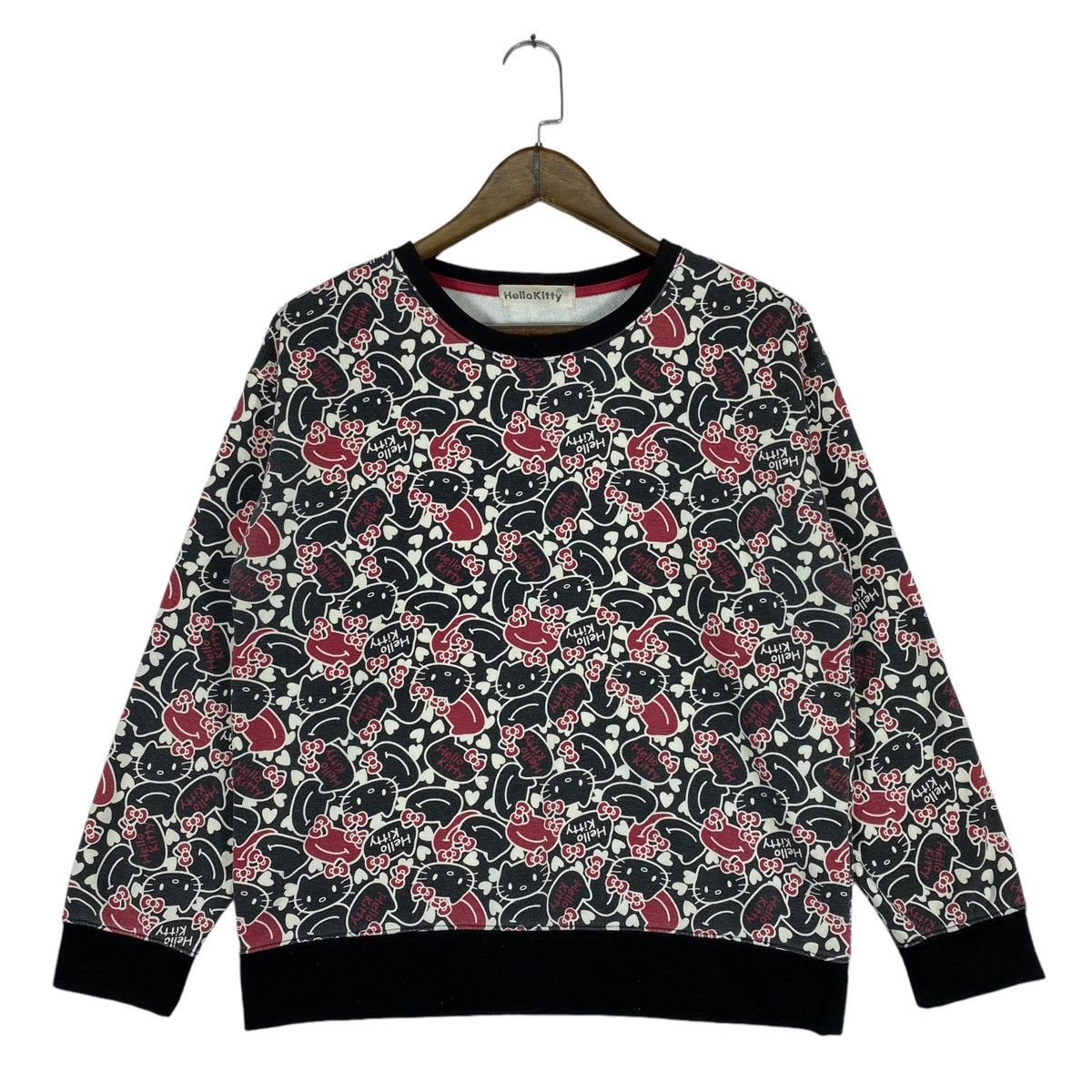 Japanese Brand × Vintage Vintage Hello Kitty Sweatshirt Crewneck Black Pullover Size XL / US 12-14 / IT 48-50 - 1 Thumbnail