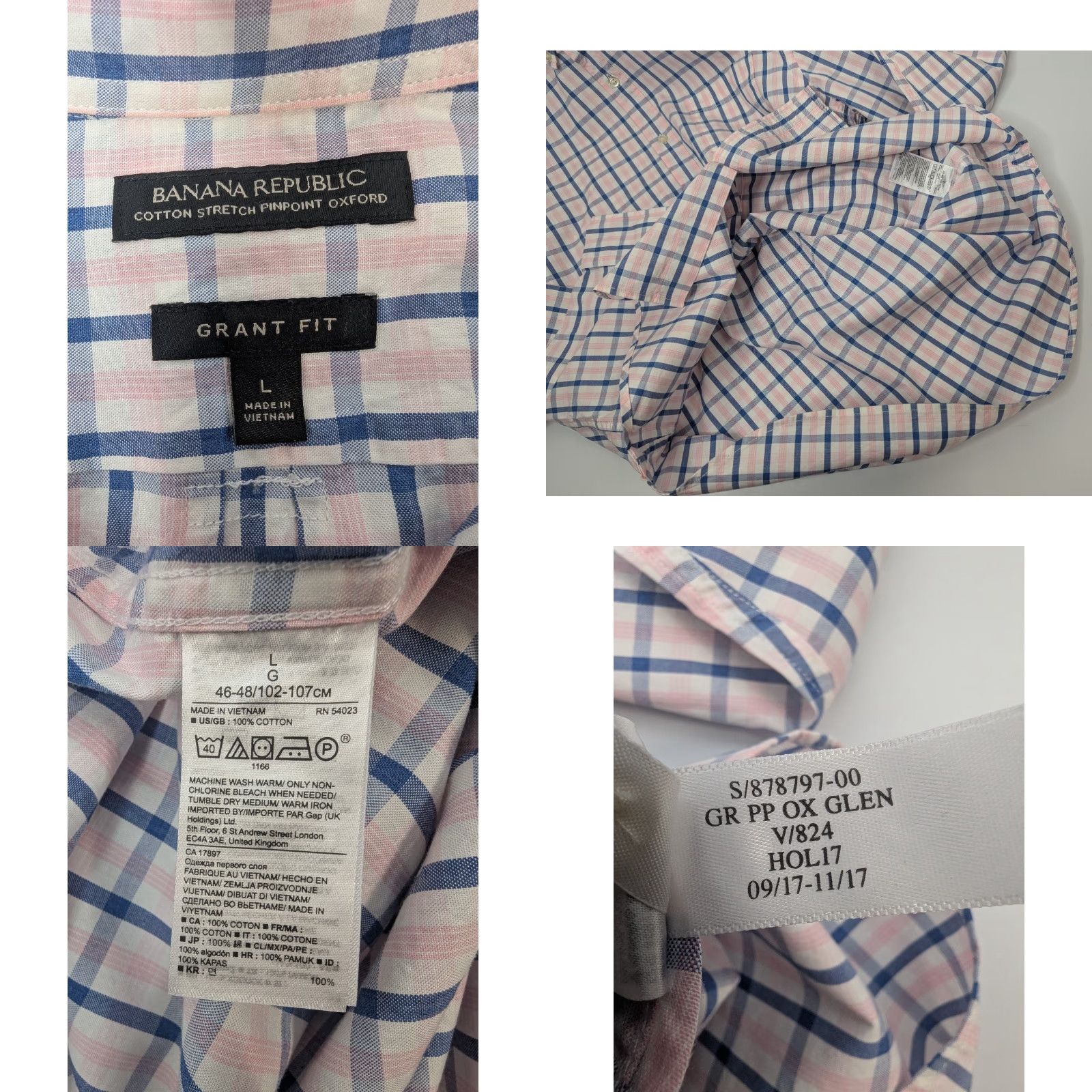 Banana Republic Banana Republic Grant Fit Button-Up Shirt L plaid Multicolor Cotton Pinpoint Oxford Mens Regular Size US L / EU 52-54 / 3 - 8 Thumbnail