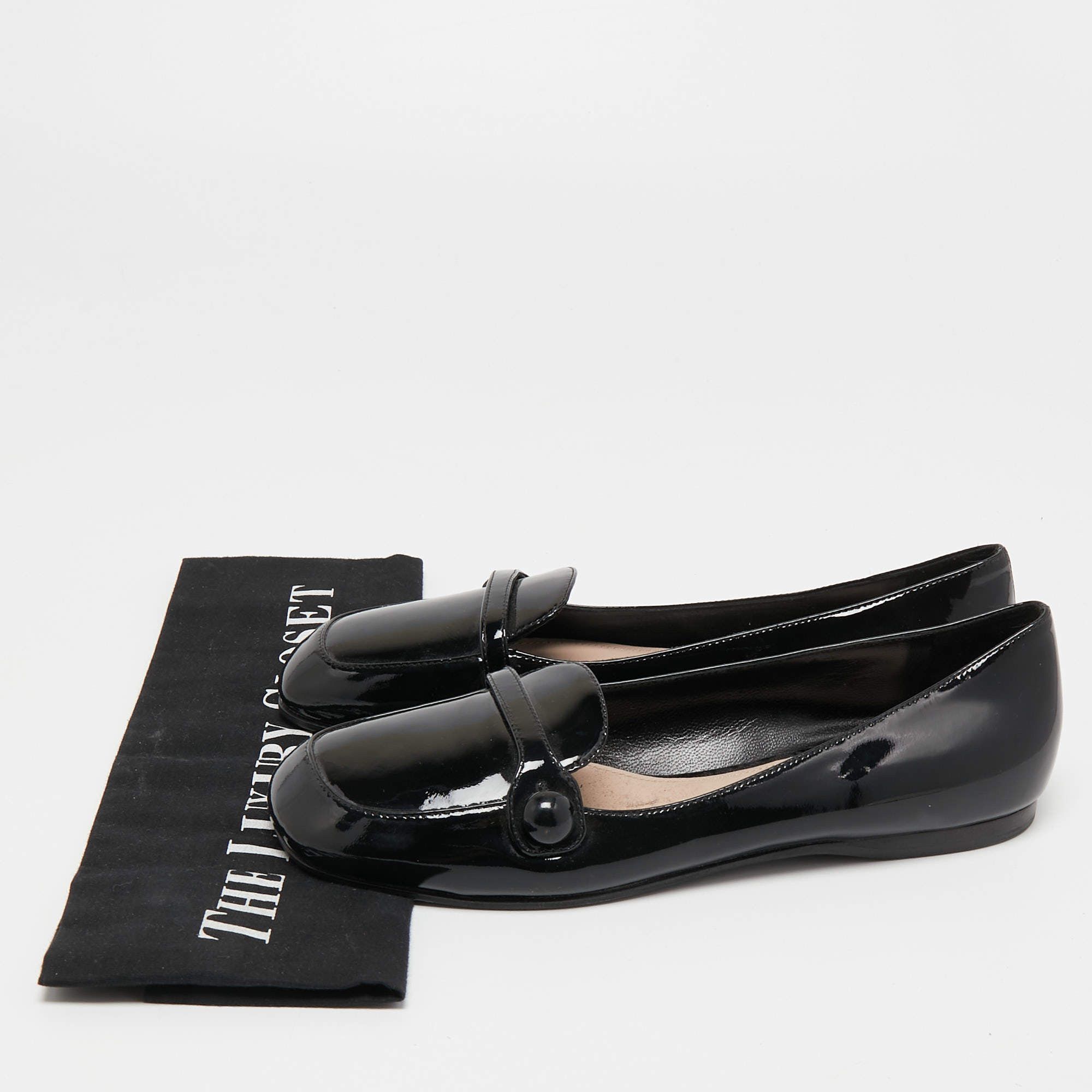 Miu Miu o1B3y1r0526 Patent Slip On Loafers in Black Size US 8 / IT 38 - 7 Thumbnail