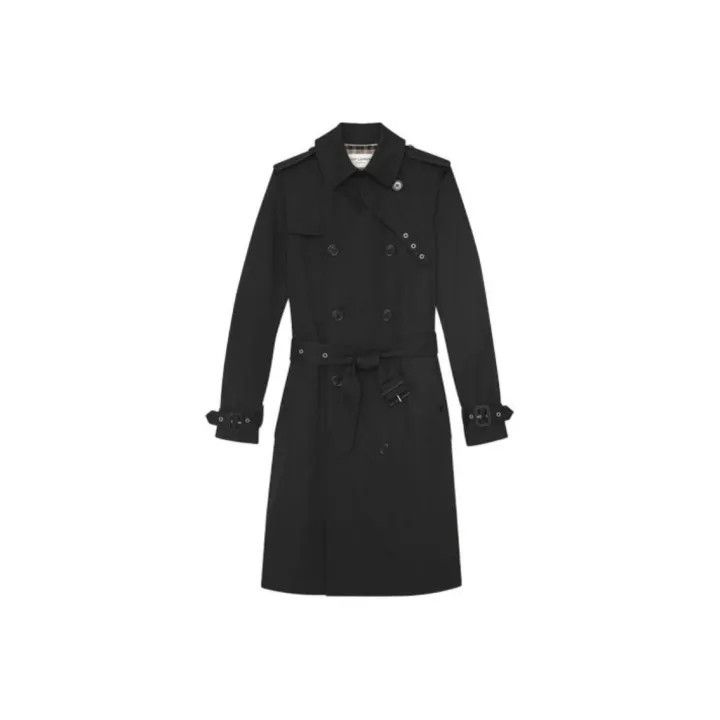 Saint Laurent Black Double-Breasted Trench Coat