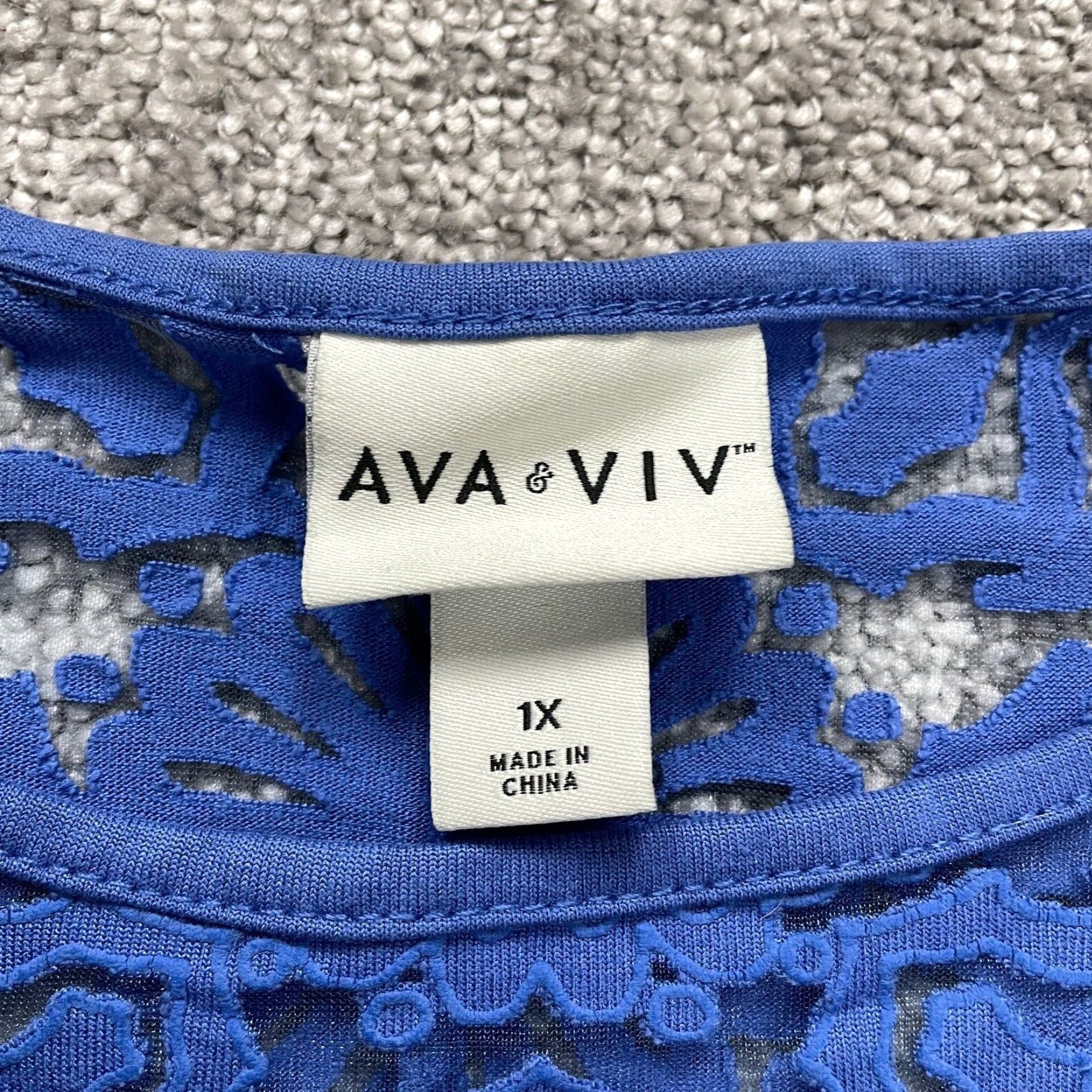 Vintage Ava & Viv Blouse XL Blue Sleeveless Round Neck Lace Rayon Casual Womens Size XL / US 12-14 / IT 48-50 - 5 Thumbnail