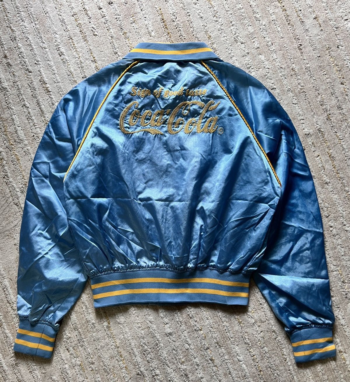 Coca Cola × Vintage Vtg Coca Cola Light Blue Embroided Satin Jacket Size US M / EU 48-50 / 2 - 1 Thumbnail