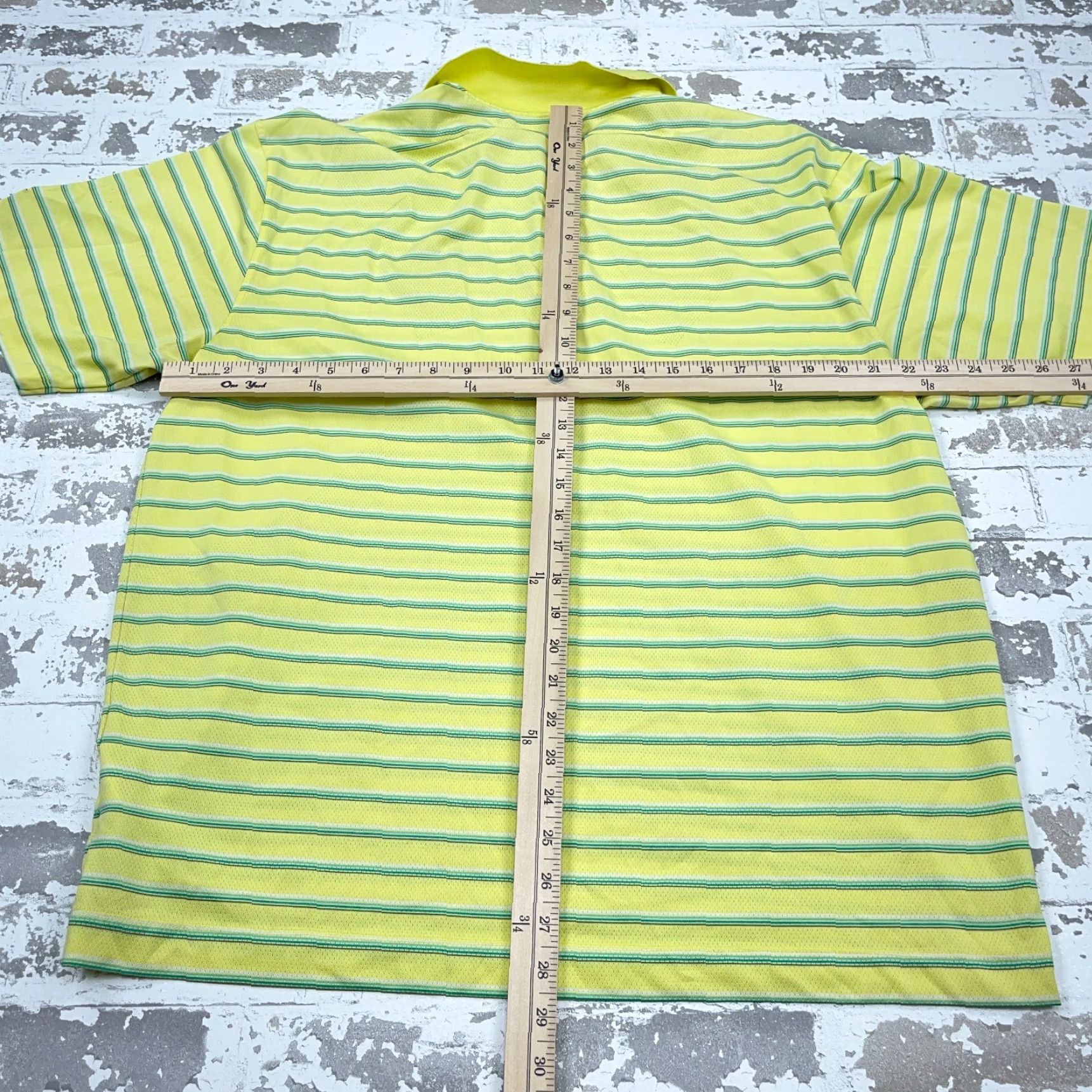 Nike Nike Polo Shirt Men XL Yellow Striped Dri-Fit Performance The Links Challedon Size US XL / EU 56 / 4 - 7 Thumbnail