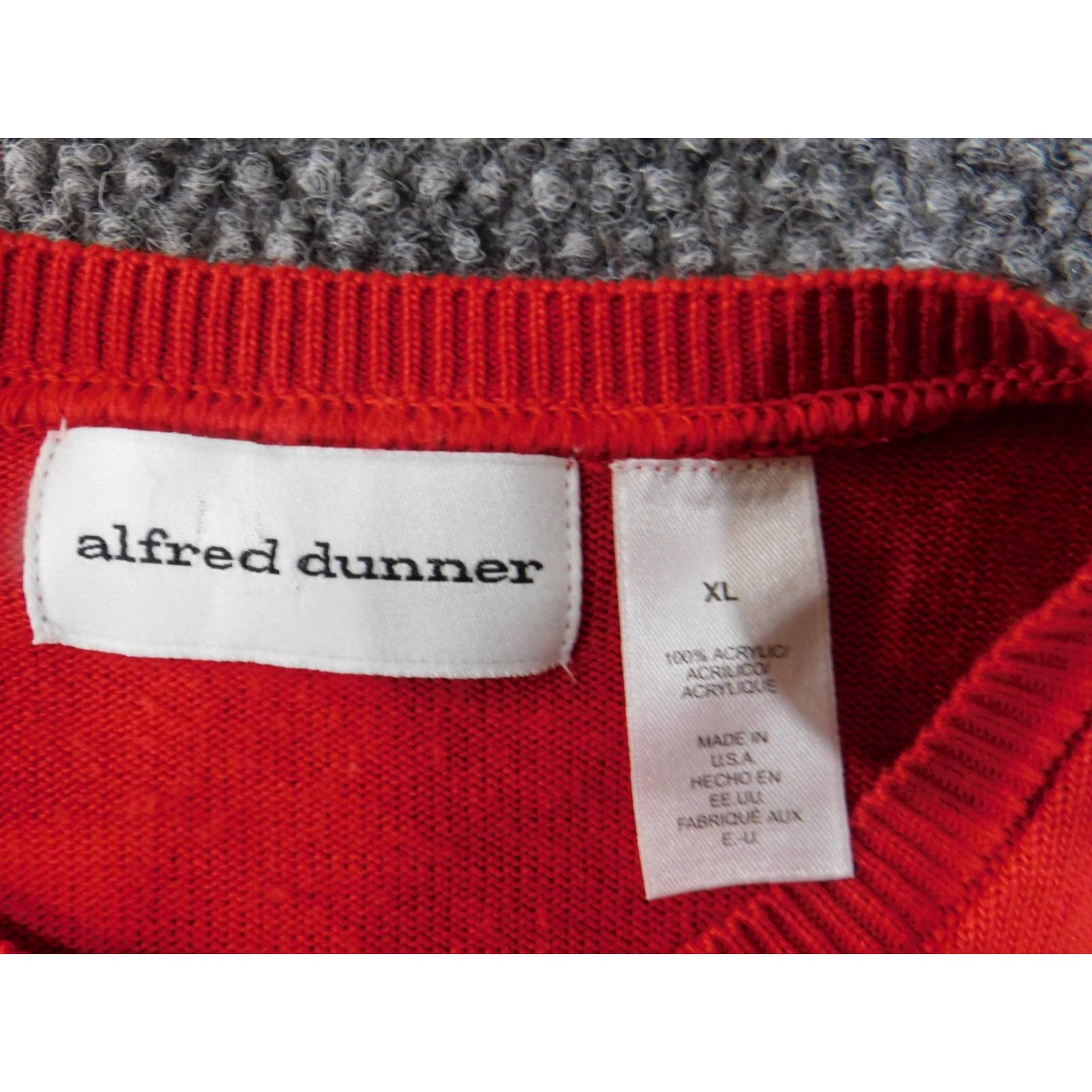 Vintage Alfred Dunner Sweater Women's XL Red Pullover Crewneck Check Knit Acrylic Raglan Sleeve Modern Casual Knit Shirt Size XL / US 12-14 / IT 48-50 - 4 Thumbnail