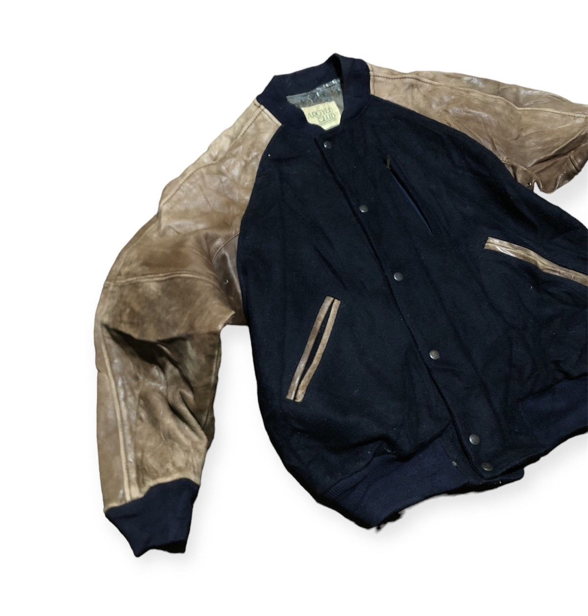 Vintage Vintage 70s/80s Varsity Argyle Club Leather/Wool Jacket Size US L / EU 52-54 / 3 - 2 Thumbnail