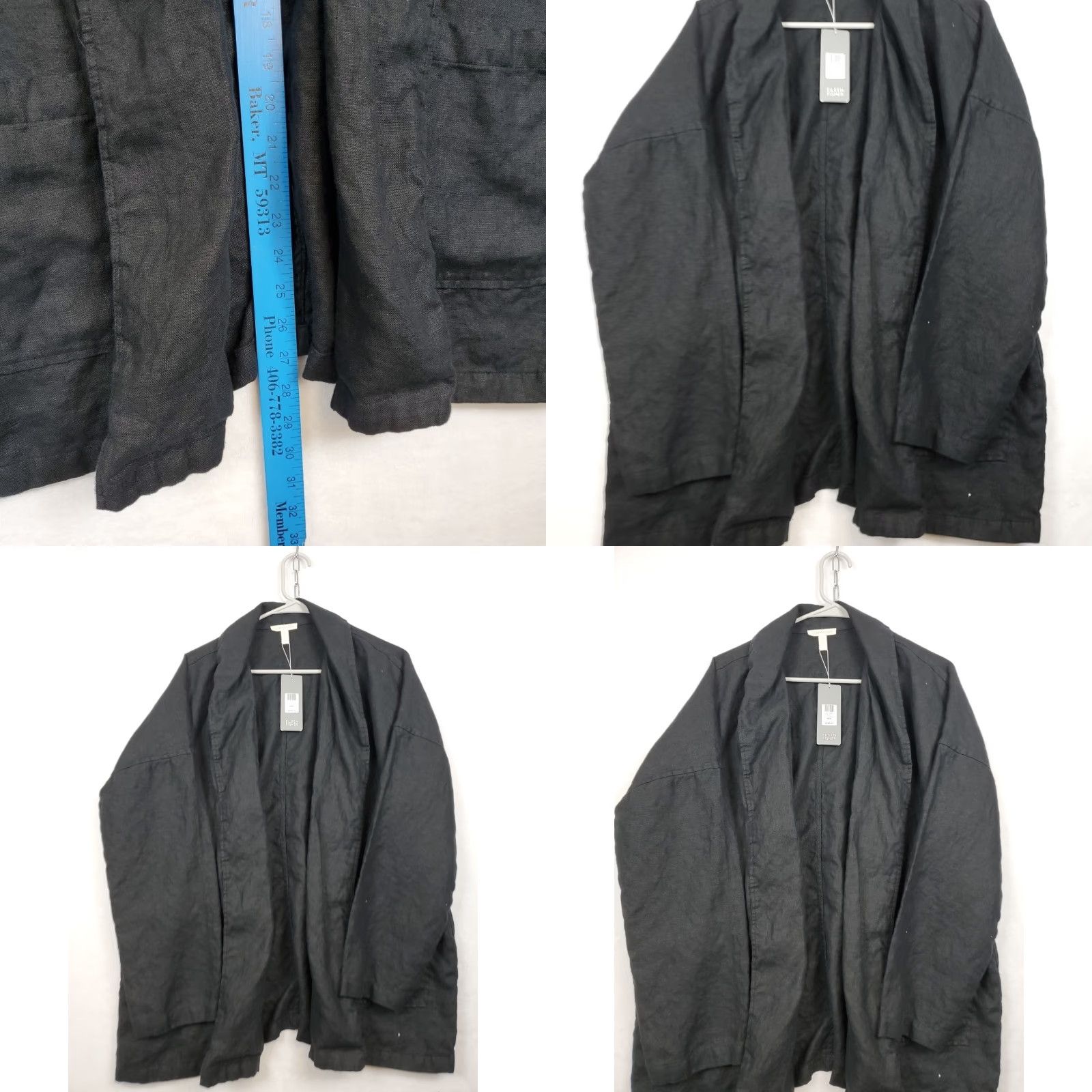Eileen Fisher VINTAGE Eileen Fisher Blazer Women Black 100% Linen Open Front Single-Breasted Blazer Jacket Long Sleeve Size M / US 6-8 / IT 42-44 - 8 Thumbnail
