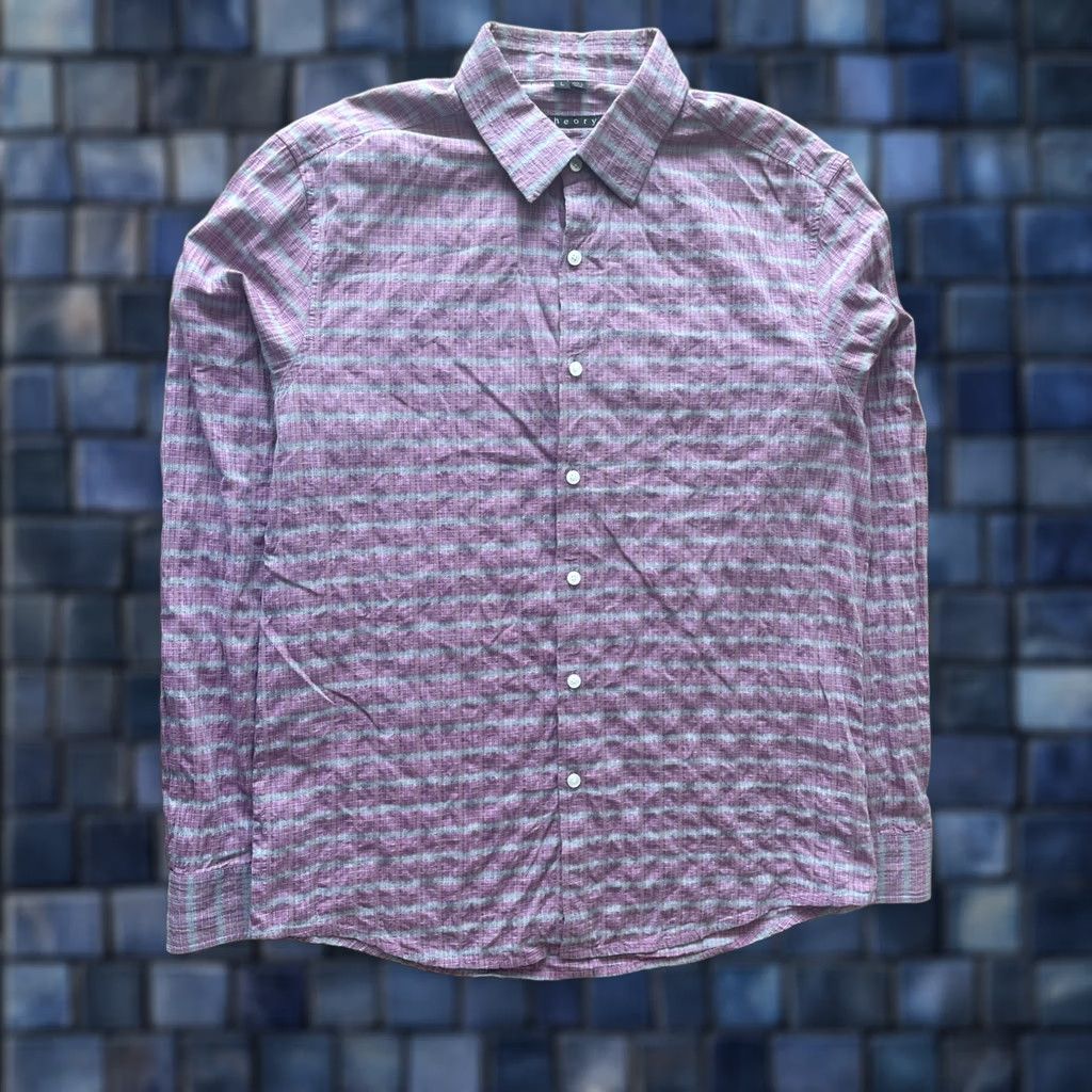 Theory VINTAGE Theory Long Sleeve Button Up Shirt Mens L Pink Retro Plaid Geometric Size US L / EU 52-54 / 3 - 1 Thumbnail