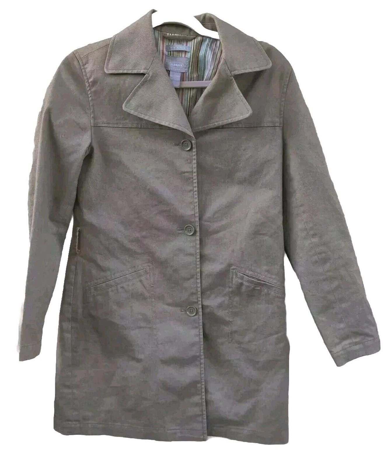 Old Navy 2002 Old Navy Green Long Pea Coat Jacket Button Down Size S / US 4 / IT 40 - 1 Thumbnail