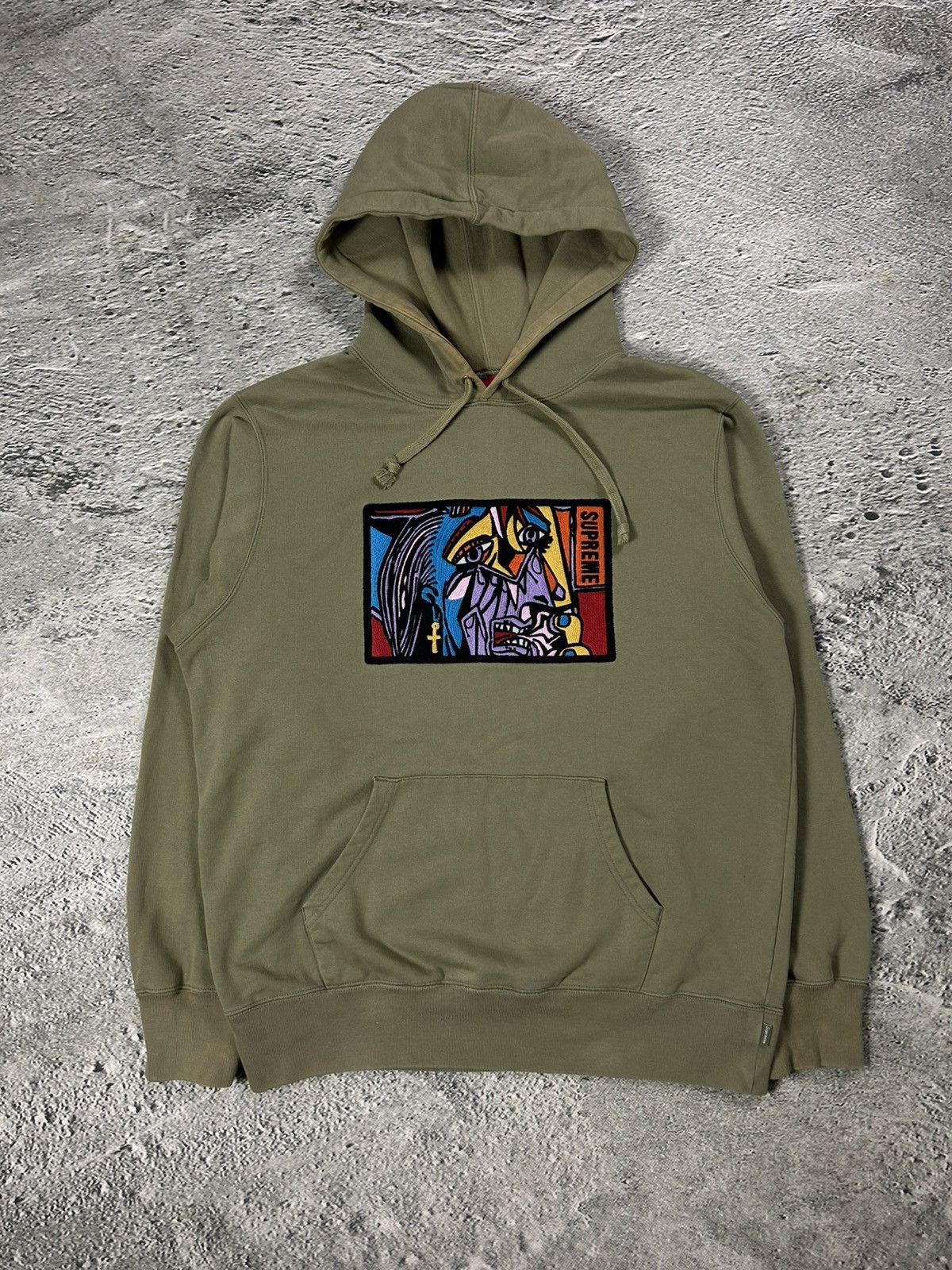 Supreme Supreme hoodie chainstitch Picasso FW18 Olive green Size US M / EU 48-50 / 2 - 1 Thumbnail