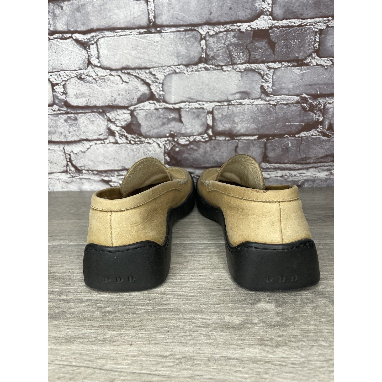Other Duccio Del Duca Tan Leather Square Toe Wedge Designer Loafer Size US 8.5 / IT 38.5 - 8 Thumbnail