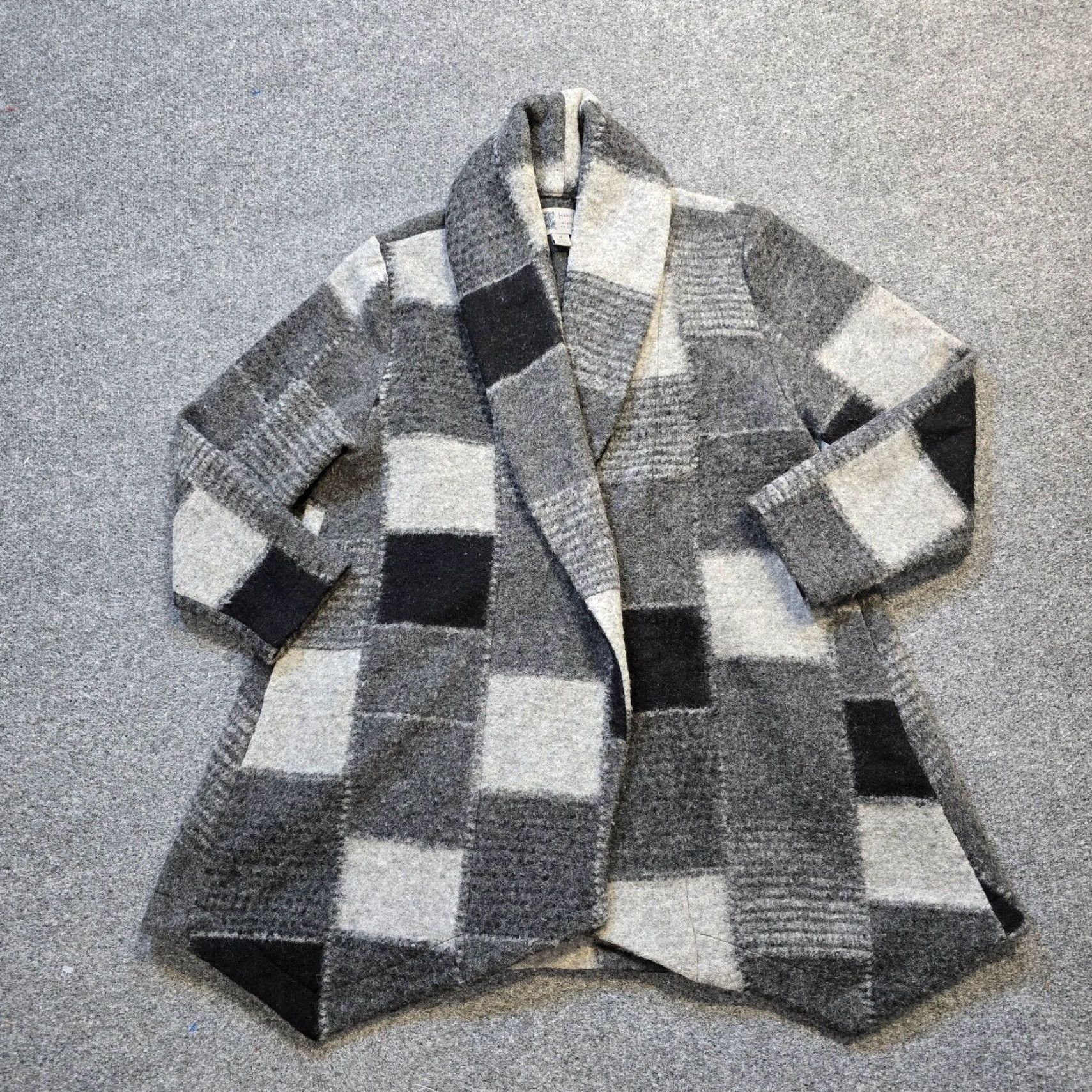 Habitat Habitat Jacket Womens Gray Plaid Wool Blend Long Button Career Medium Size M / US 6-8 / IT 42-44 - 2 Thumbnail