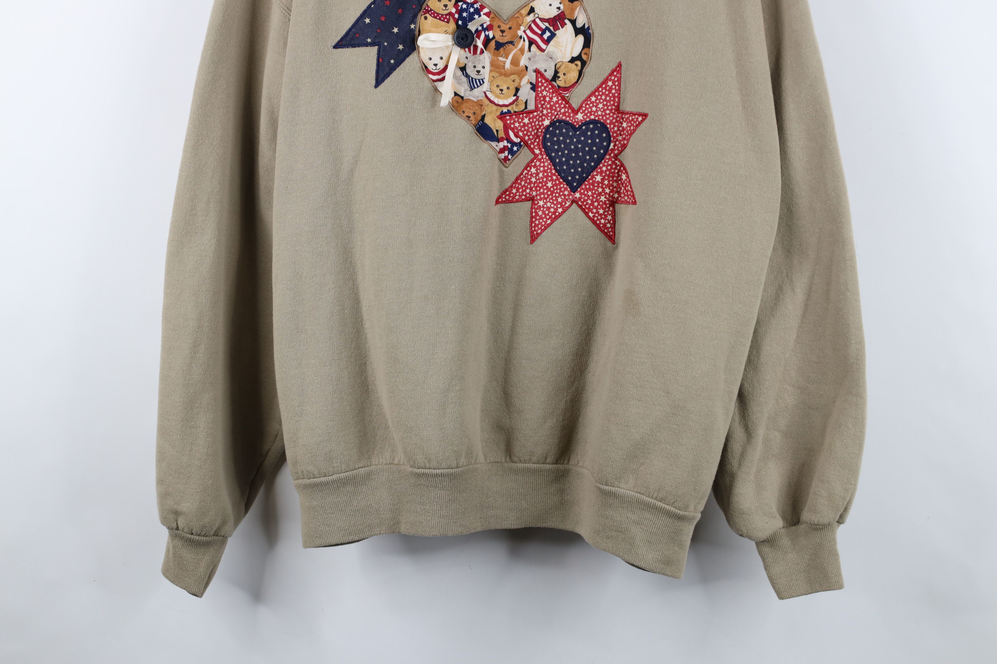 Vintage Vintage 90s Patchwork Bear Heart Layered Sweatshirt Brown Size XXL / US 16-18 / IT 52-54 - 3 Thumbnail