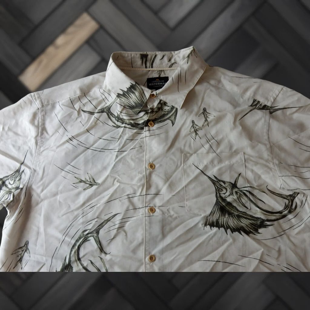 Quiksilver Quiksilver Shirt Men XL Button-Up Short Sleeve Hawaiian Beige Size US XL / EU 56 / 4 - 1 Thumbnail