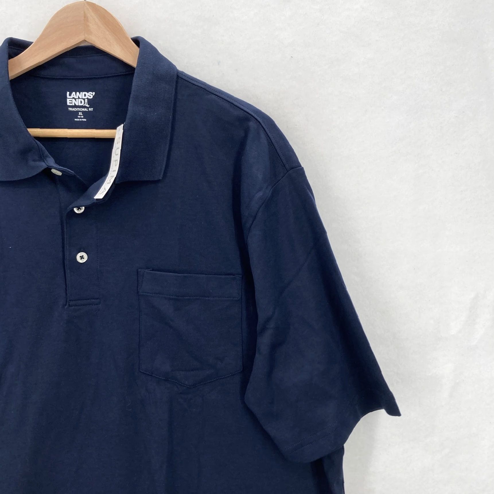 Lands' End Lands' End Polo Shirt Mens XL Navy Blue Traditional Fit Supima Cotton Pocket NWT Size US XL / EU 56 / 4 - 2 Thumbnail