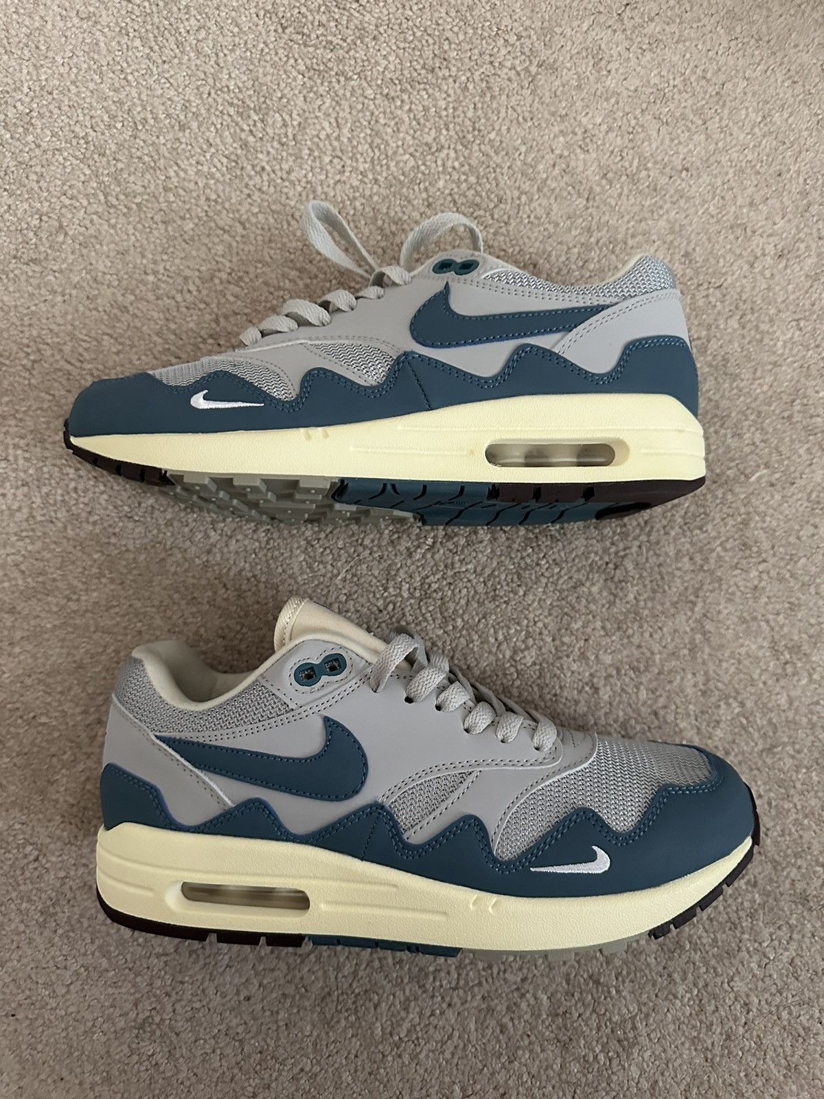 image of Nike Air Max 1 Patta Blue Waves Shoes, Men's (Size 6.5)