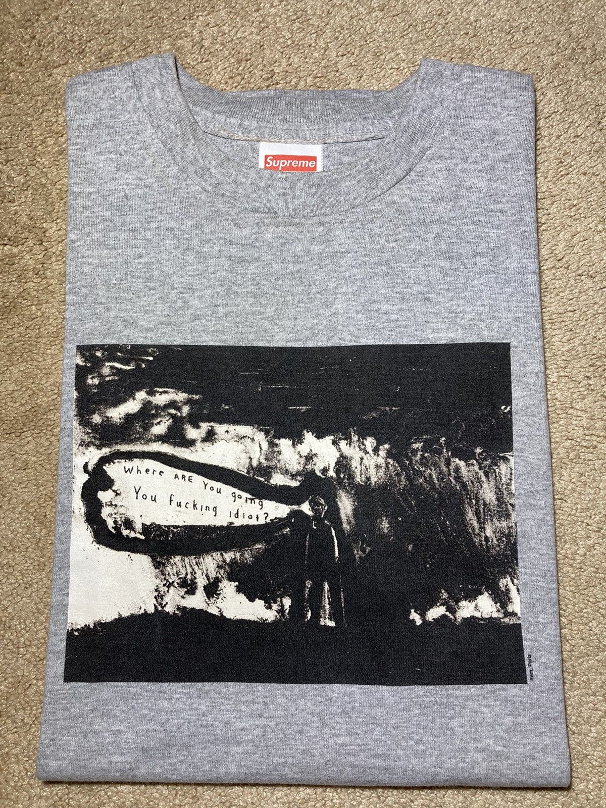 image of Fw11 Supreme David Lynch Lithograph Film Art Movie 2011 Twin in Grey, Men's (Size Medium)