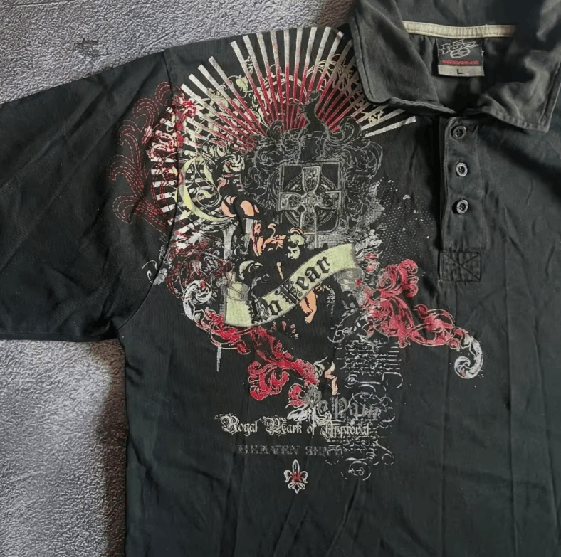 Japanese Brand pattern printed button rock POLO Size US M / EU 48-50 / 2 - 2 Thumbnail