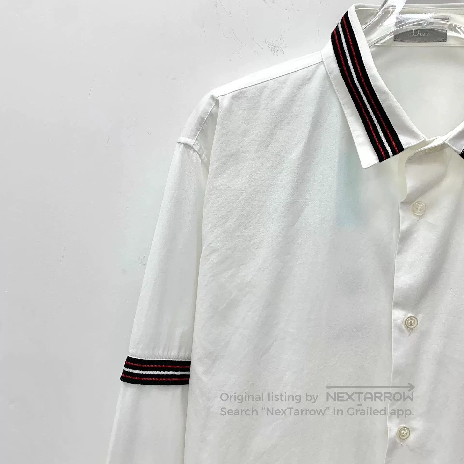 Dior white striped cotton long sleeve shirt. Size US L / EU 52-54 / 3 - 3 Thumbnail