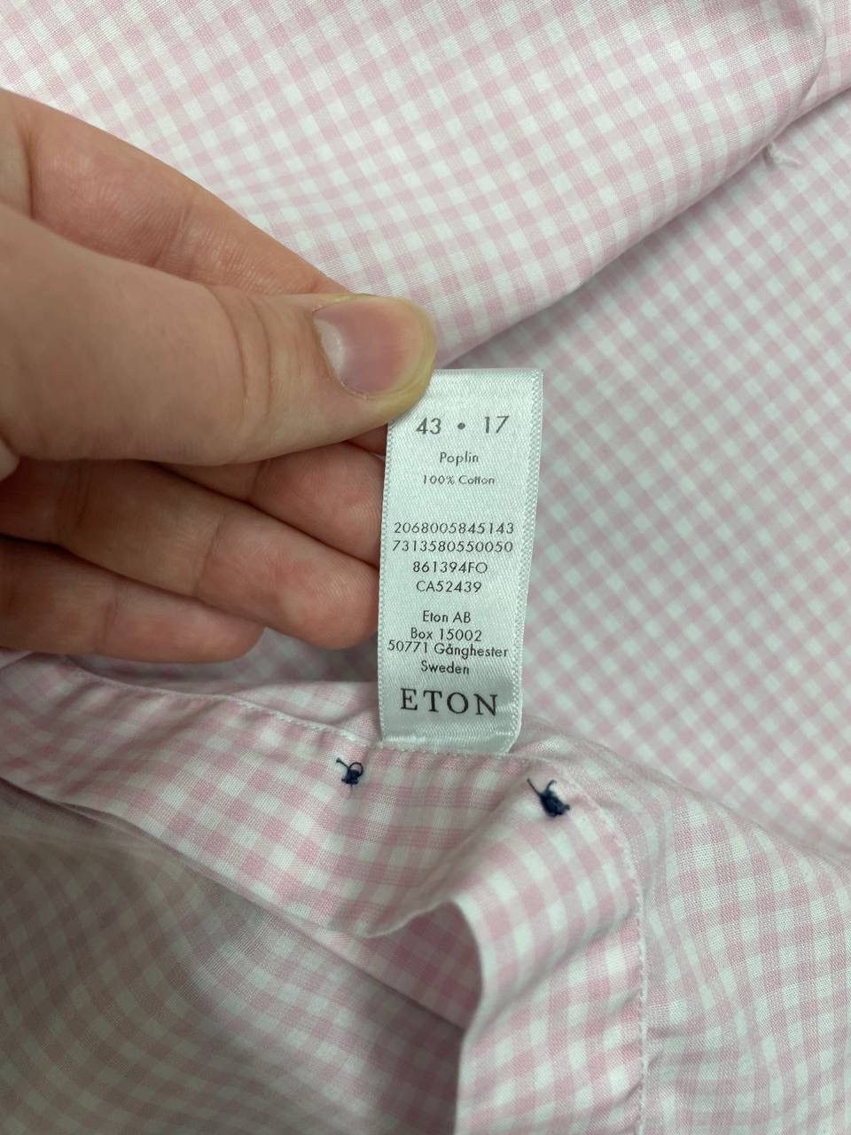 Eton Eton Men Cotton Dress Shirt Slim Fit Check Long Sleeve Pink Size US XL / EU 56 / 4 - 8 Thumbnail