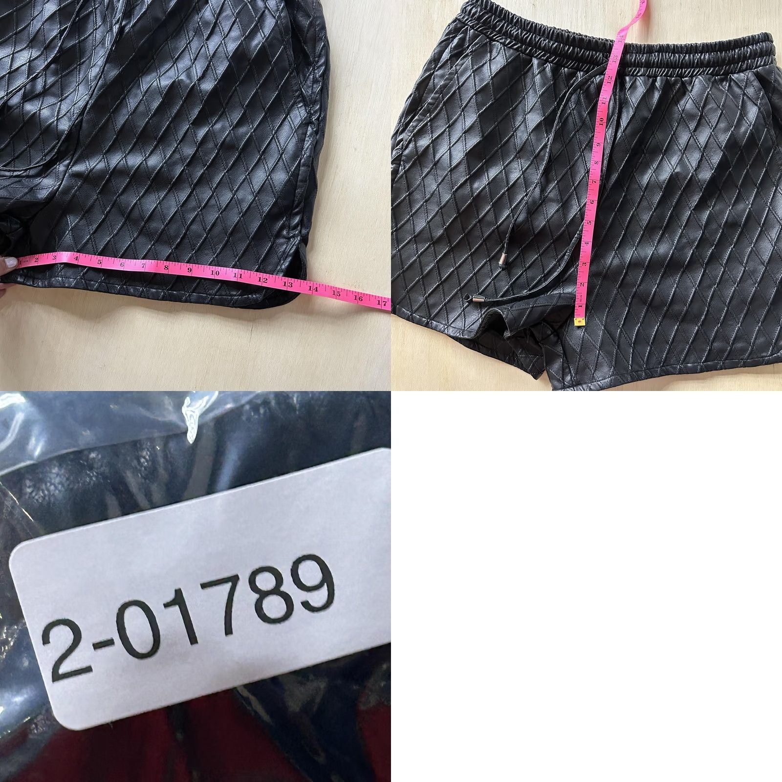 J.Crew J.Crew Womens Large Black Quilted Faux Leather Sweat Shorts Drawstring Pockets Lounge Casual - Mens/Womens? Size 36" / US 14 / IT 50 - 8 Thumbnail