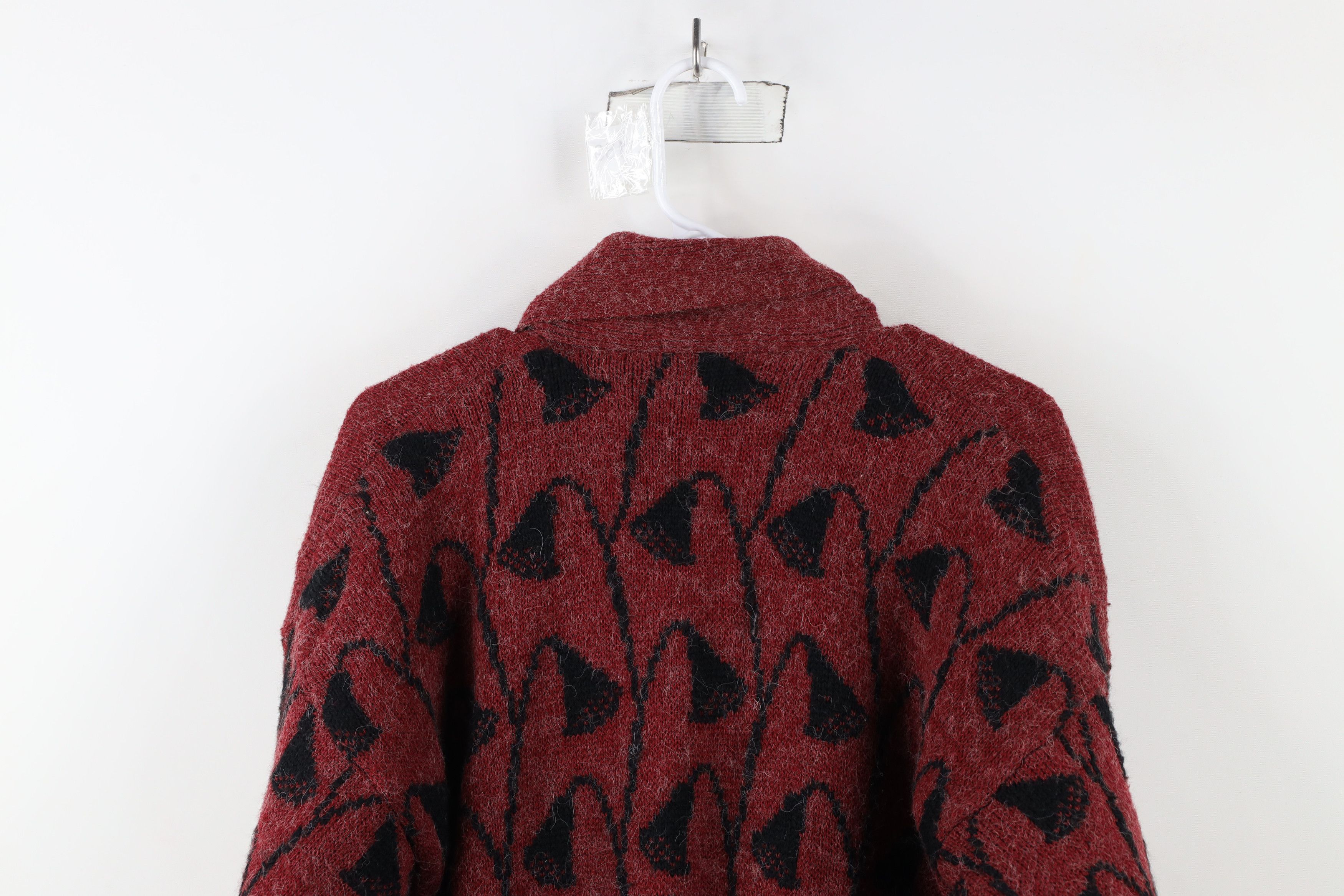Vintage Vintage 90s Streetwear Wool Knit Flower Shawl Sweater Jacket Size L / US 10 / IT 46 - 14 Thumbnail