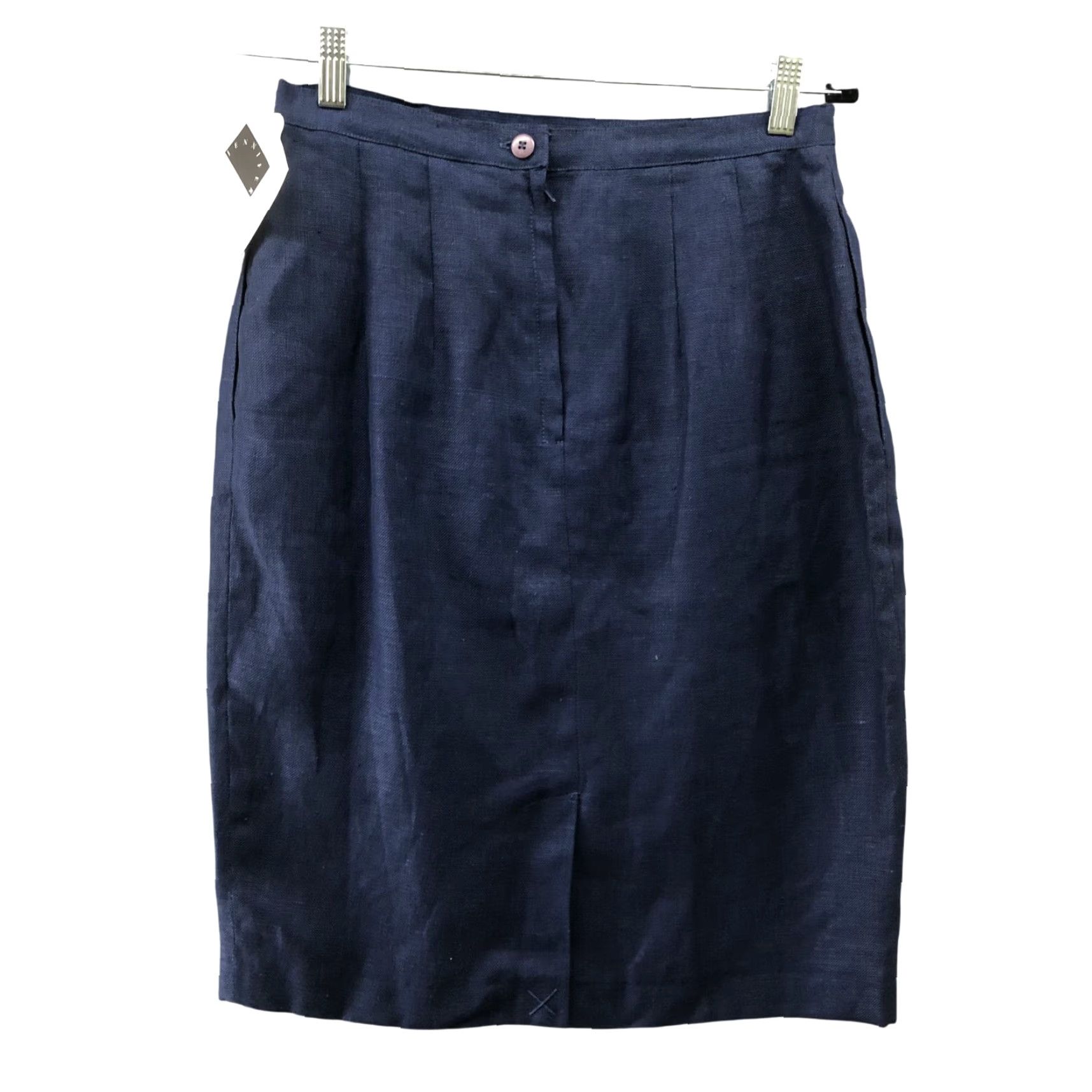 MooRER NWT Jennifer Moore Skirt Linen Pencil 100% Size 10 Blue Lined Career Women's Knee Length Size 32" / US 10 / IT 46 - 2 Thumbnail
