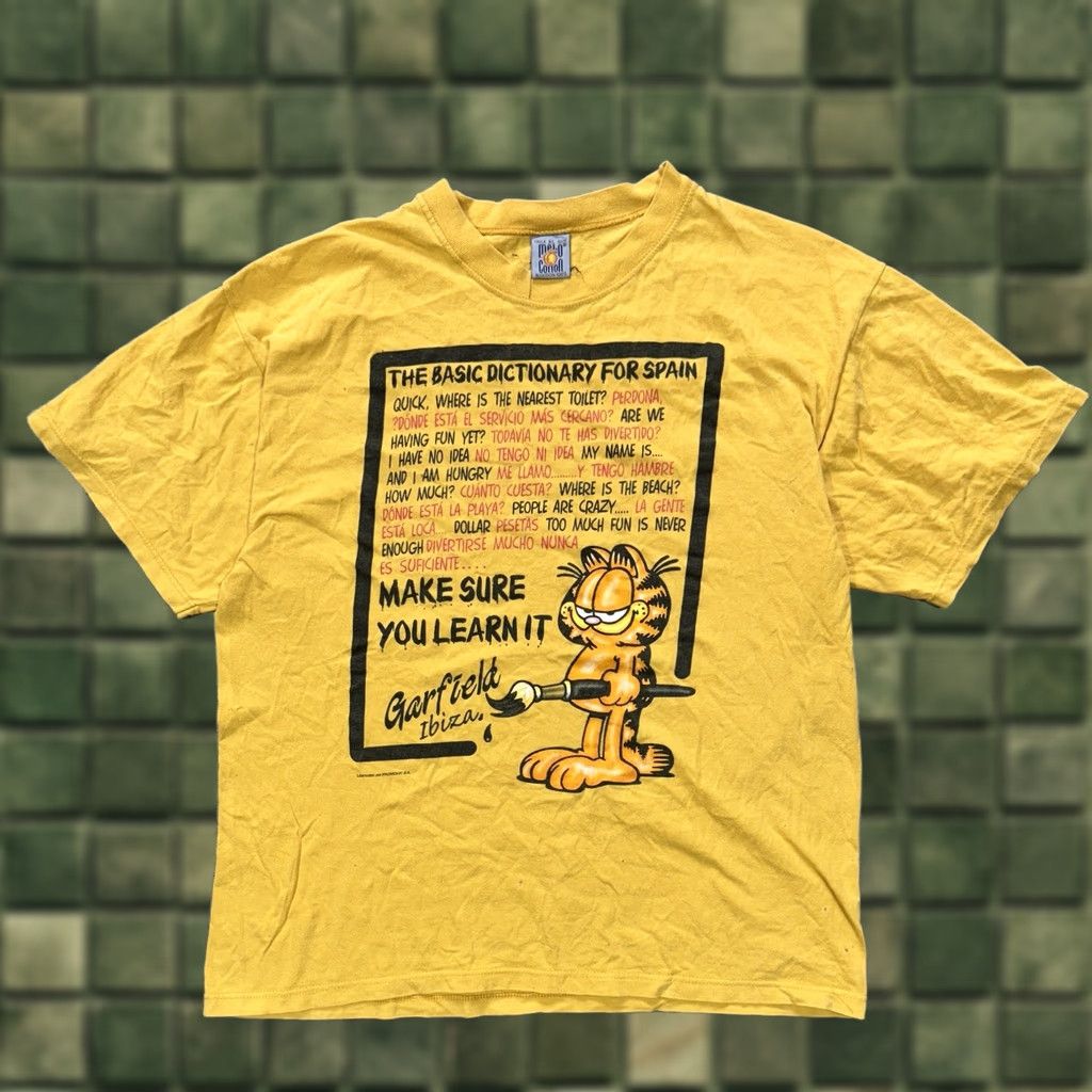 Vintage VINTAGE Garfield 2000’s Shirt Mens XL Orange THE BASIC DICTIONARY FOR SPAIN T-Shirt Unisex Adults XL Orange Mens 2000s Vintage Garfield Shirt Size US XL / EU 56 / 4 - 1 Thumbnail