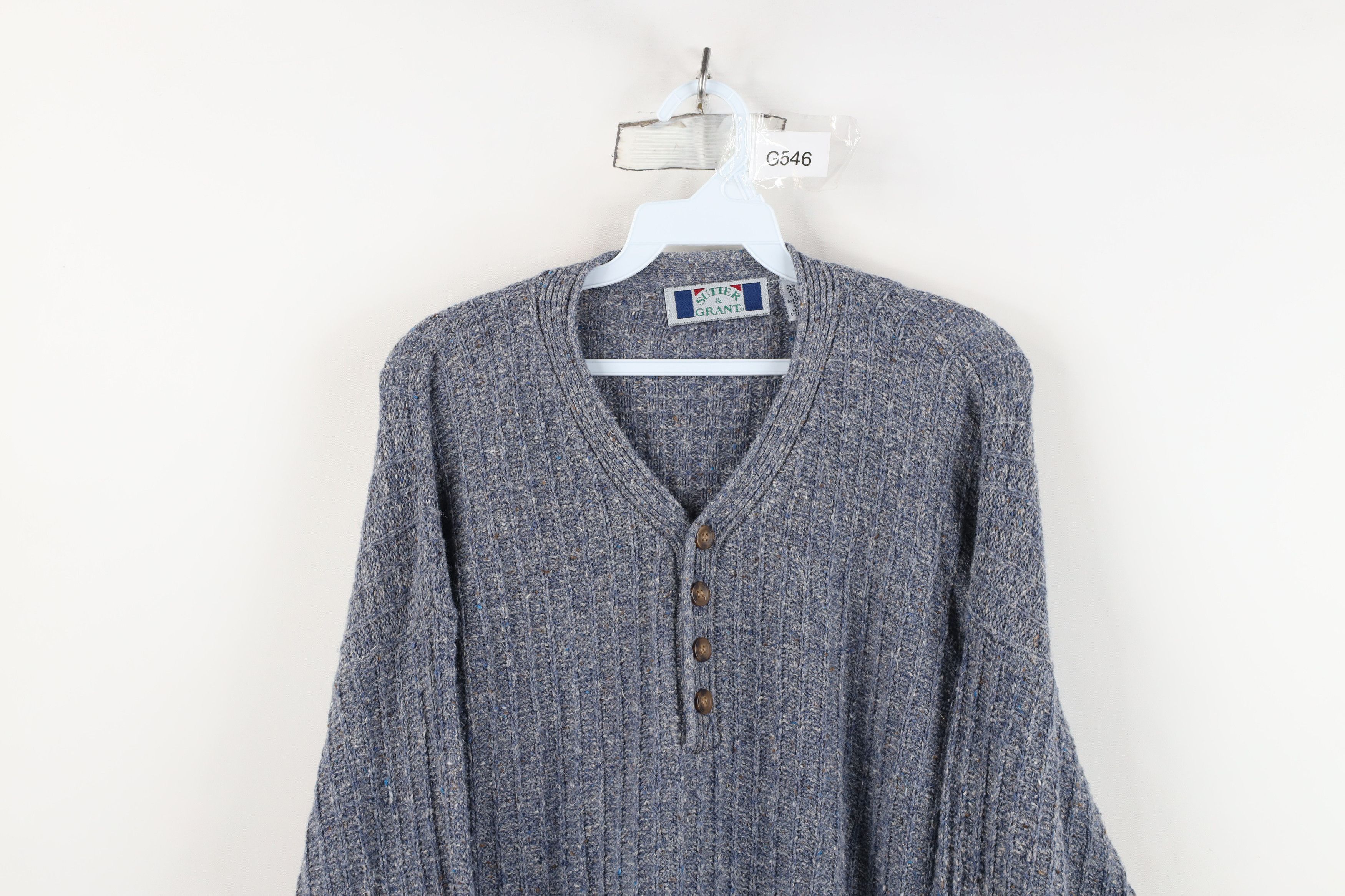 Vintage Vintage 90s Streetwear Blend Ribbed Knit Henley Sweater Size US L / EU 52-54 / 3 - 2 Thumbnail