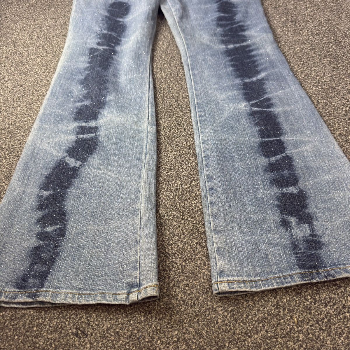 Hysteric Glamour Vintage 90s NWT Flared Glitter Stripe Wash Jeans Y2k Retro Size 32" / US 10 / IT 46 - 5 Thumbnail