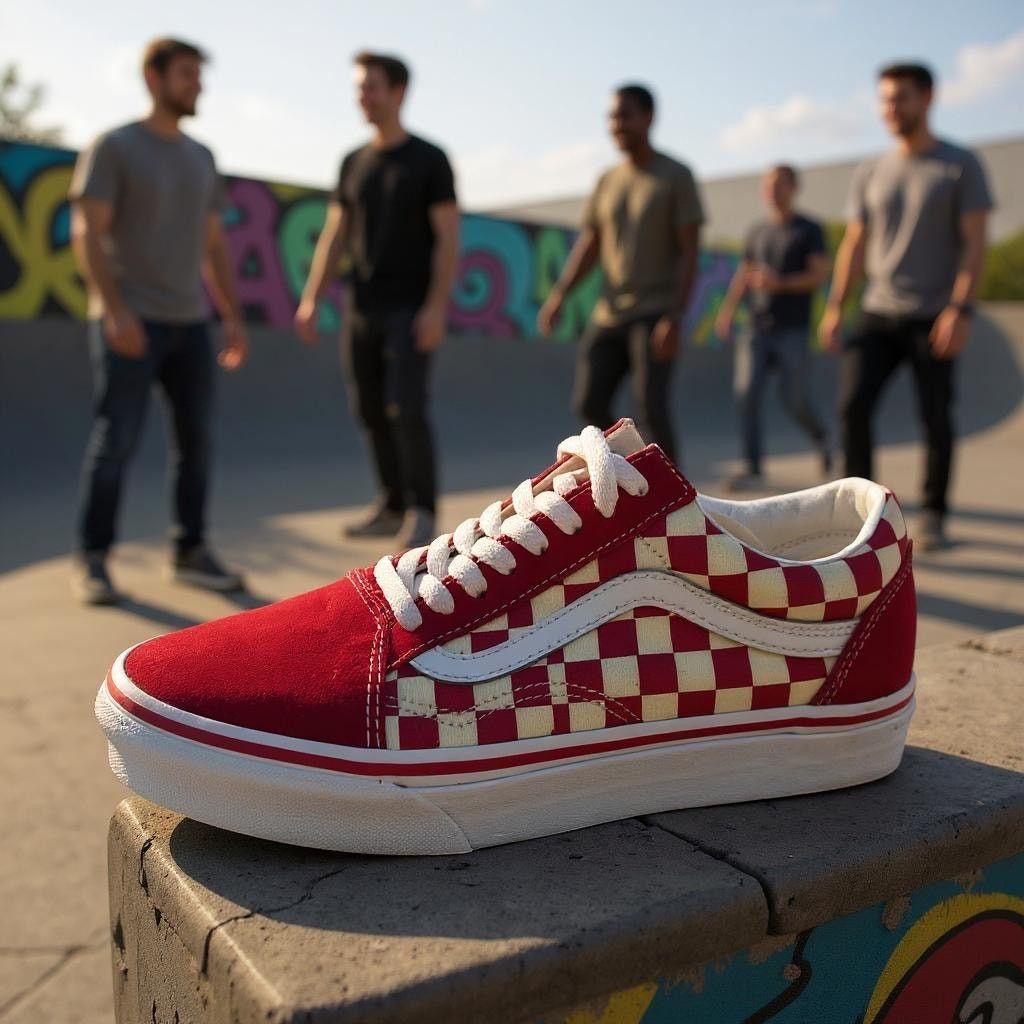 Vans VANS Old Skool Low Checkerboard Lace Racing Red White 7.5 9 Size US 7.5 / EU 40-41 - 1 Thumbnail