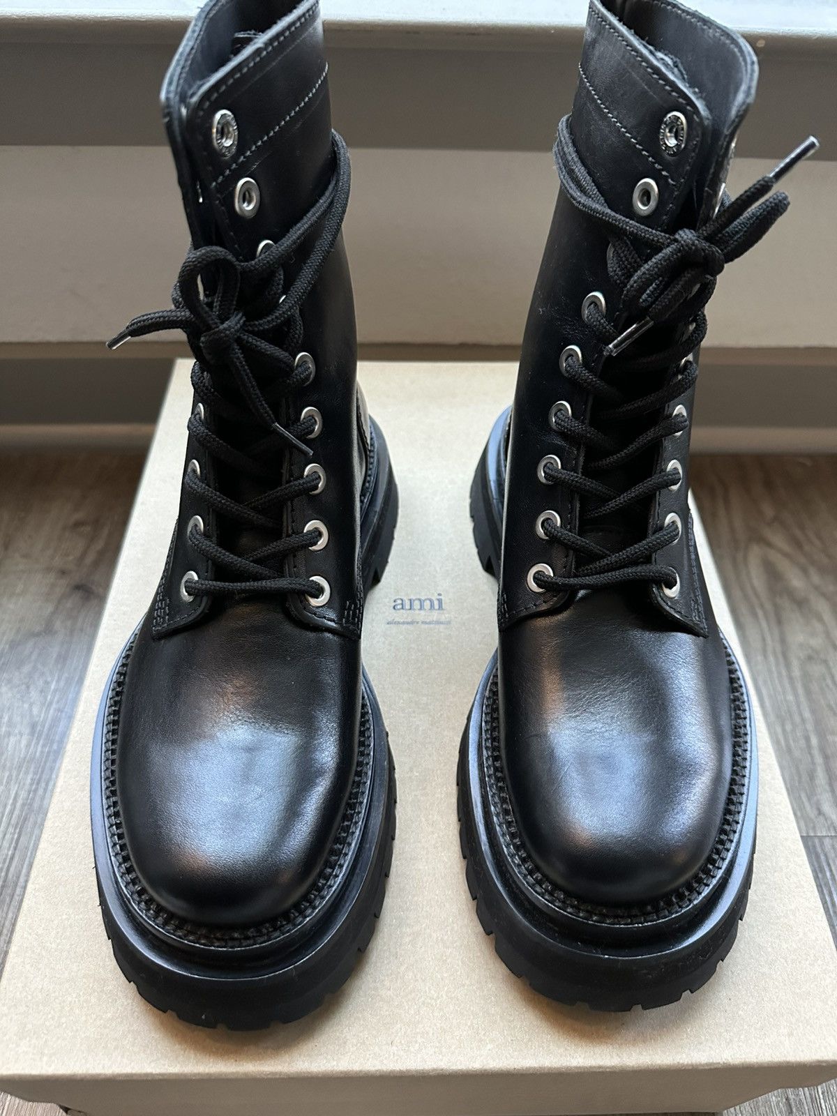 AMI AMI Paris Alexandre Mattiussi Calfskin Military Chunky Boots Size US 7.5 / EU 40-41 - 2 Thumbnail
