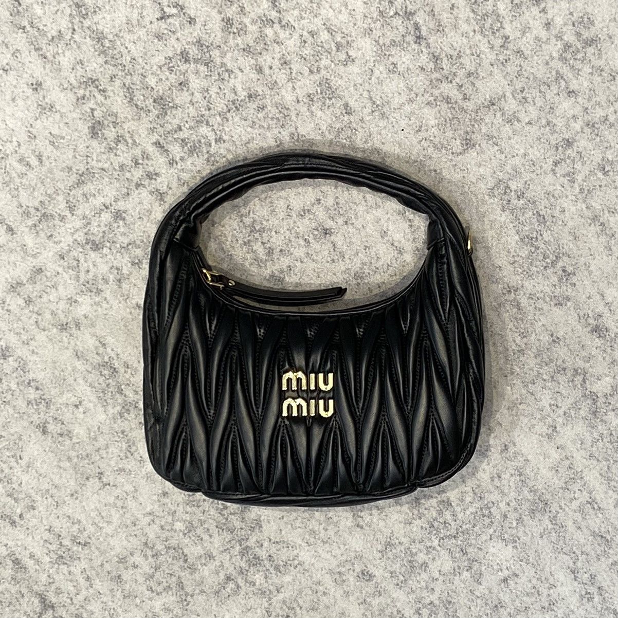 Miu Miu MIU MIU Wander Matelassé Nappa Leather Small Hobo Bag BLACK Size ONE SIZE - 2 Thumbnail