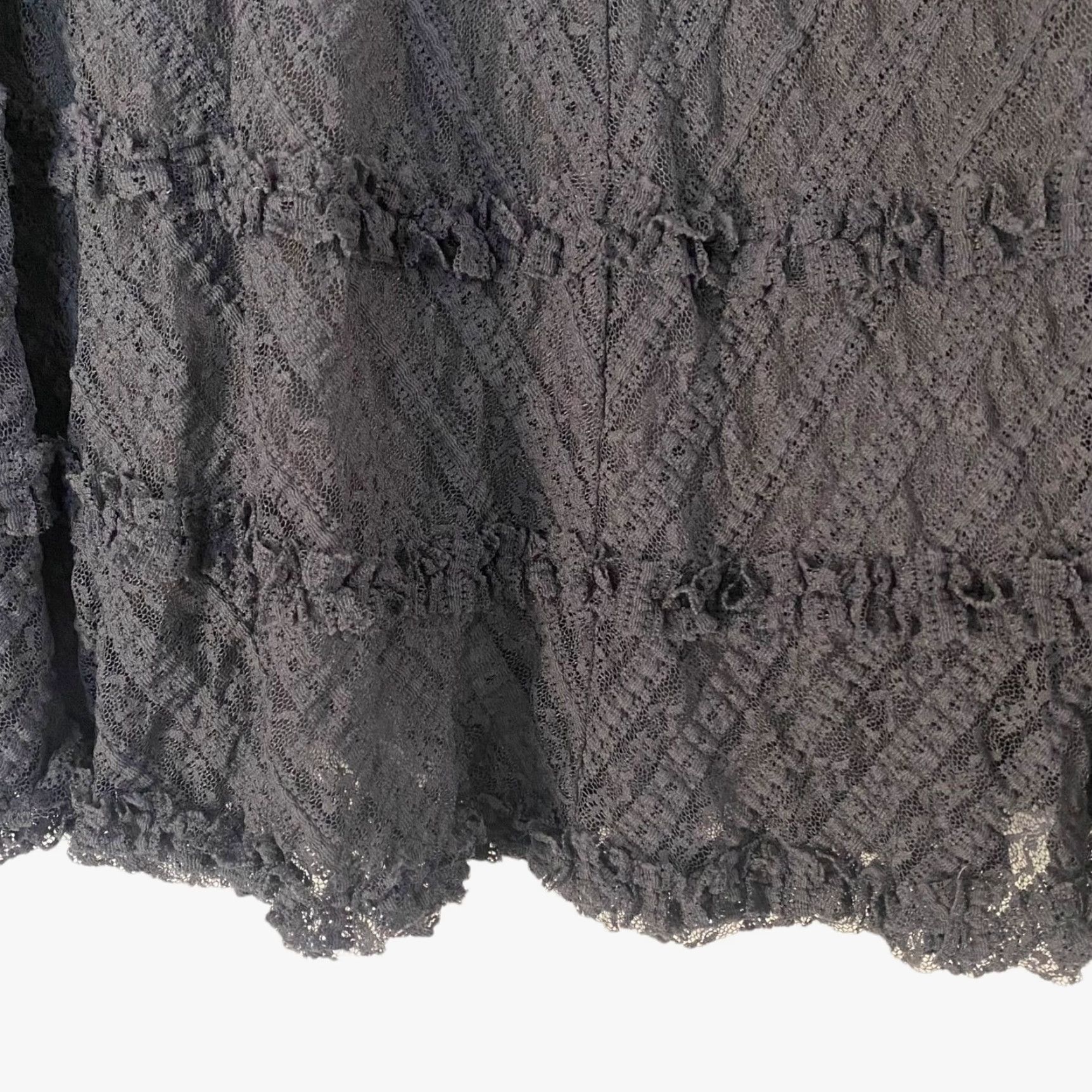 Tara Jarmon Tara Jarmon Skirt Ruffled Mini Travel Charcoal Gray Women's XL Size 40" / US 18 - 6 Thumbnail