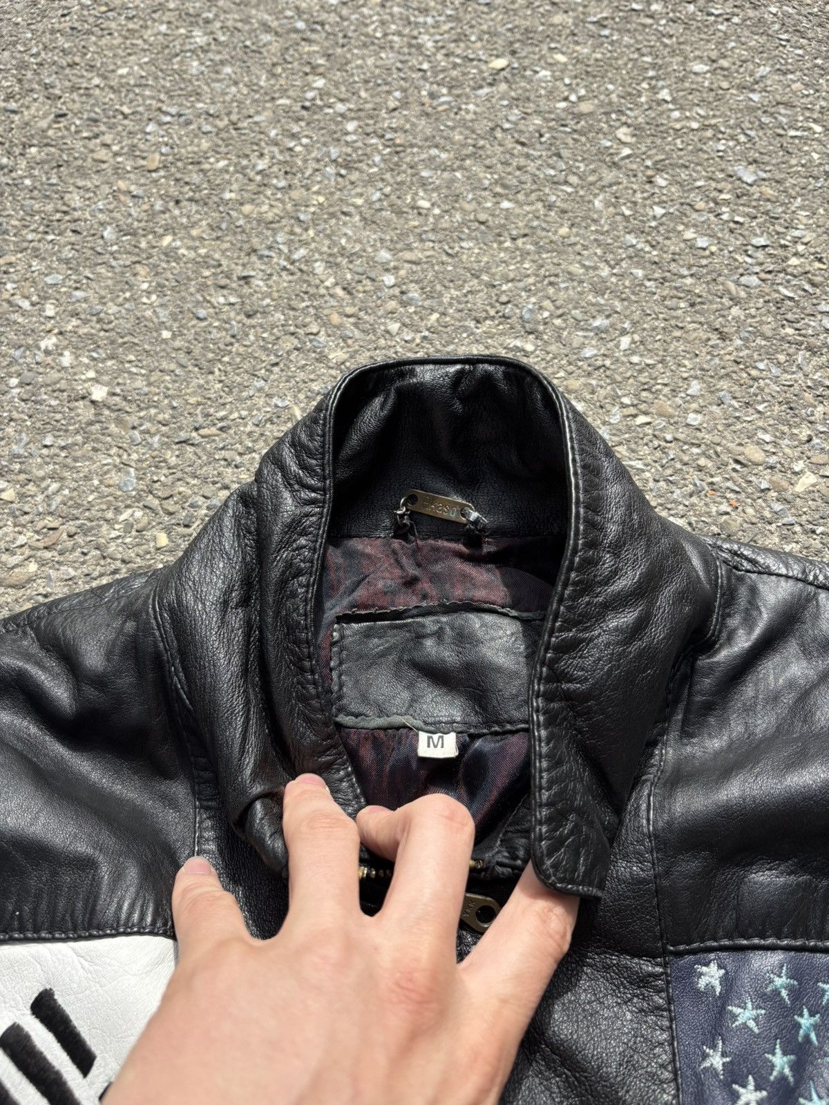Vintage Vintage 80s Multi-Flag Leather Bomber Jacket by Akaso Size US M / EU 48-50 / 2 - 7 Thumbnail
