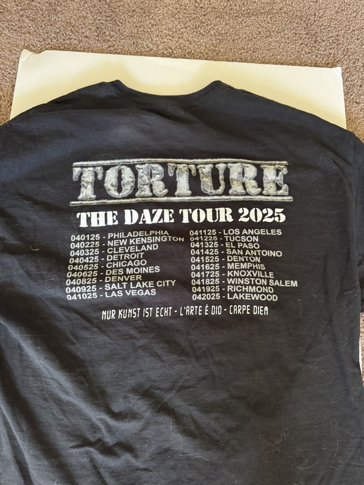 Gildan torture 2025 "the daze tour" t shirt - black Size US XL / EU 56 / 4 - 2 Thumbnail