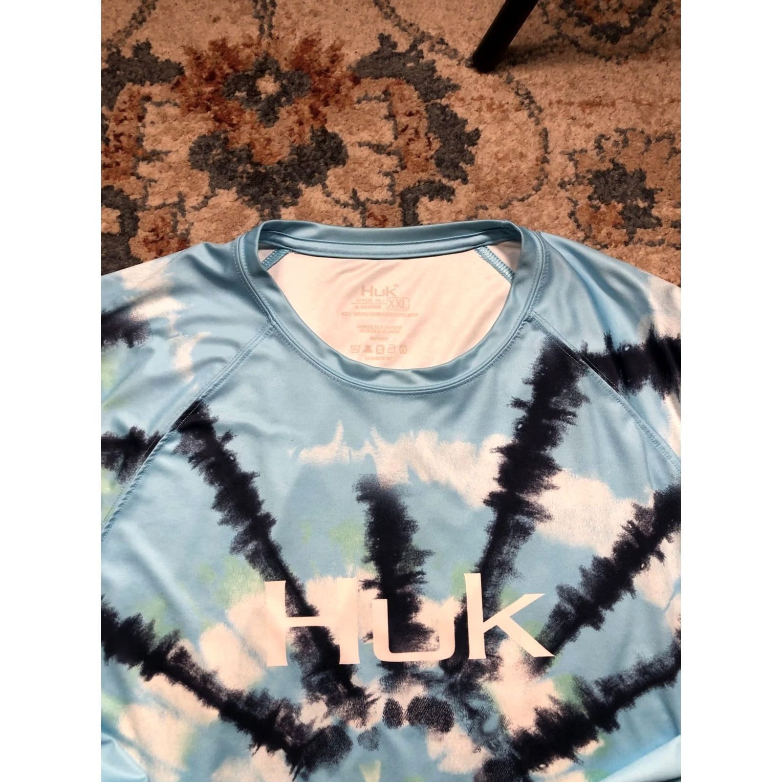 Vintage Huk Shirt Mens 2XL Blue Tie-Dye Long Sleeve Performance Fishing 100% Polyester Raglan Crew Neck Size US XXL / EU 58 / 5 - 2 Thumbnail