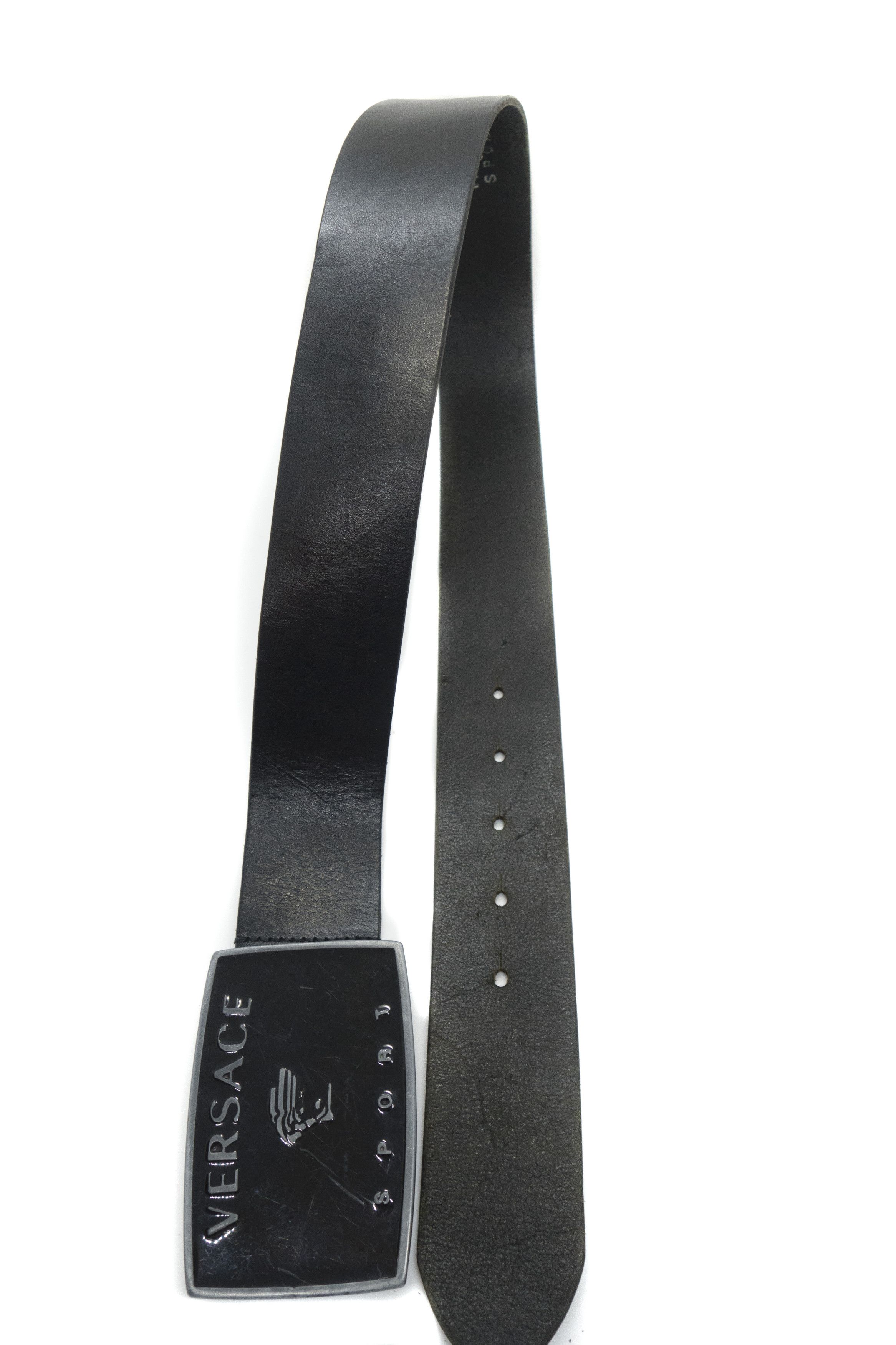 Versace 90S Medusa Y2K Big Logo Leather Belt Vintage Size ONE SIZE - 2 Thumbnail