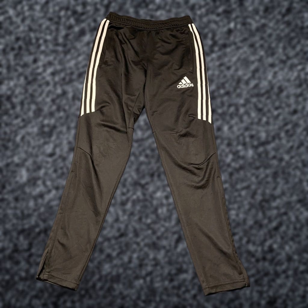 Adidas Adidas Track Pants Mens Small Black Stripes Ankle Zip Skinny Leg Performance Pockets Gym & Training Running & Jogging Walking Size US 29 - 1 Thumbnail