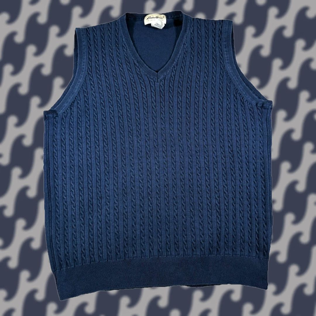 Eddie Bauer VINTAGE Eddie Bauer Knit Sweater Vest Mens Size Large Tall Navy Blue Cotton Vest Knit Navy Blue Size US L / EU 52-54 / 3 - 1 Thumbnail