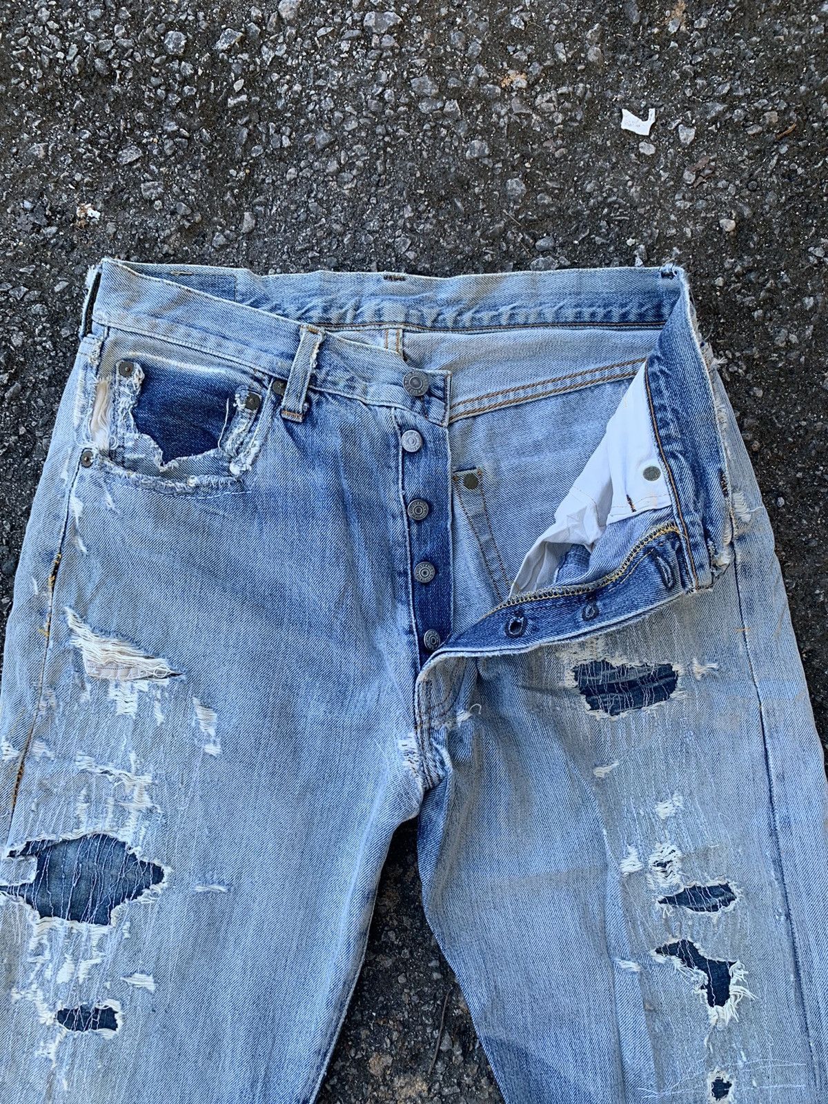 Levi's Levis Big E 501XX Made In Usa Selvedge Distressed denim Size US 30 / EU 46 - 11 Thumbnail
