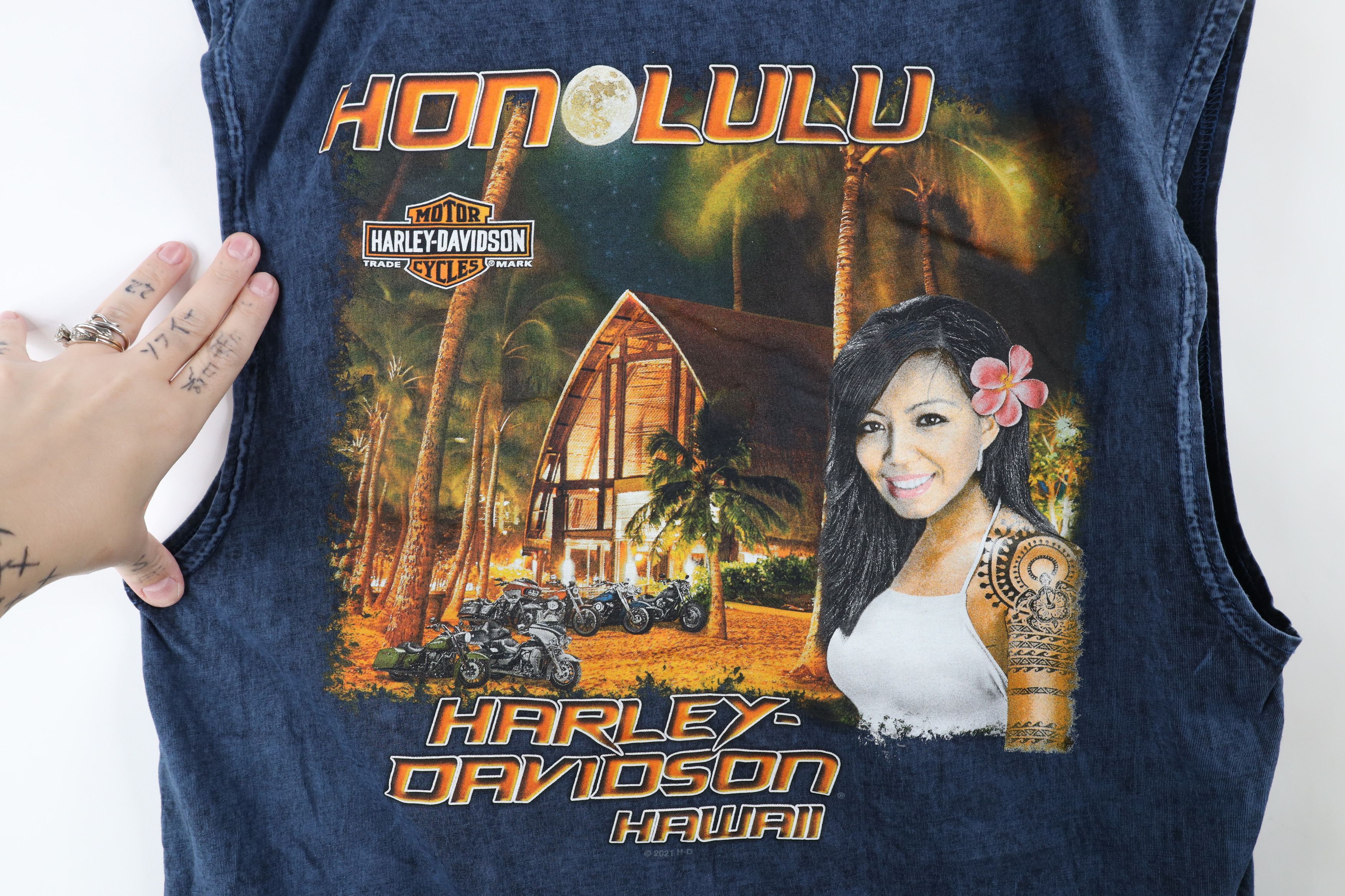 Harley Davidson × Vintage Harley Davidson Hawaii Acid Wash Sleeveless Dress T-Shirt Size L / US 10 / IT 46 - 8 Thumbnail