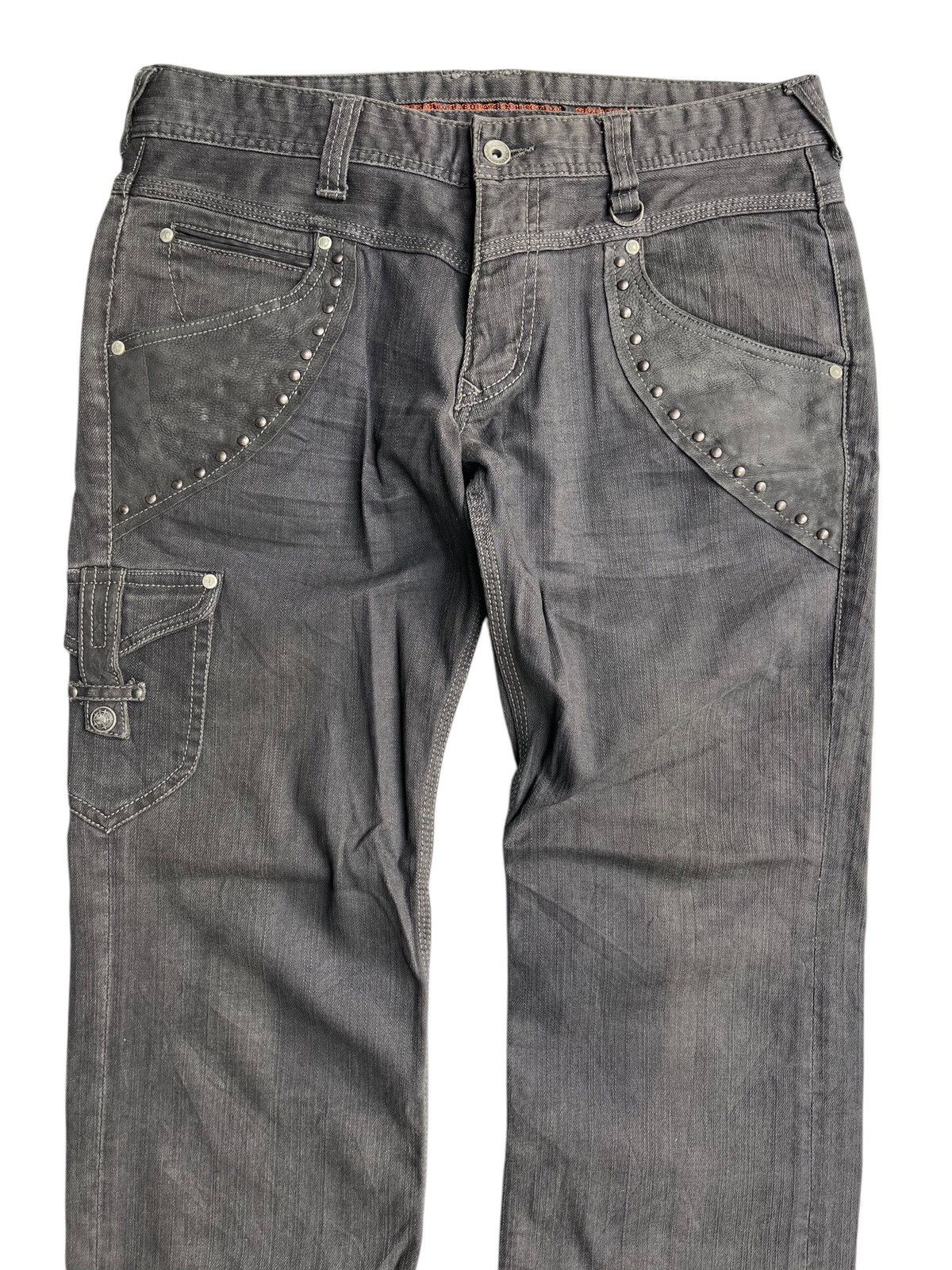 14th Addiction Nicole Club for Men studded leather pocket flare denim pants Size US 32 / EU 48 - 3 Thumbnail