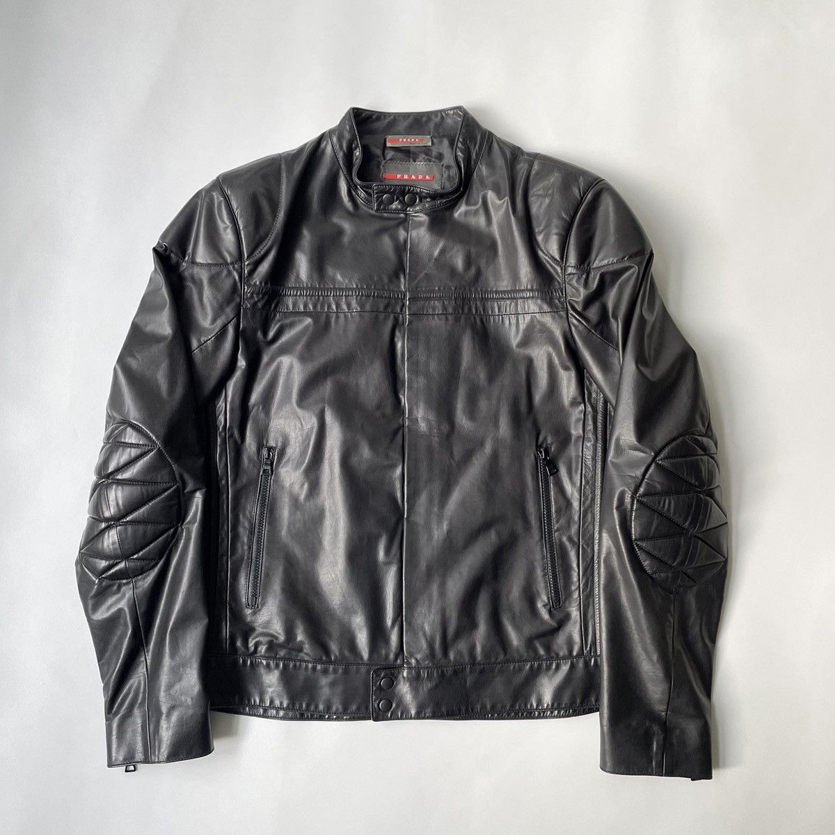 image of Prada S/s 07 Leather Motorcycle Jacket in Black, Men's (Size Medium)