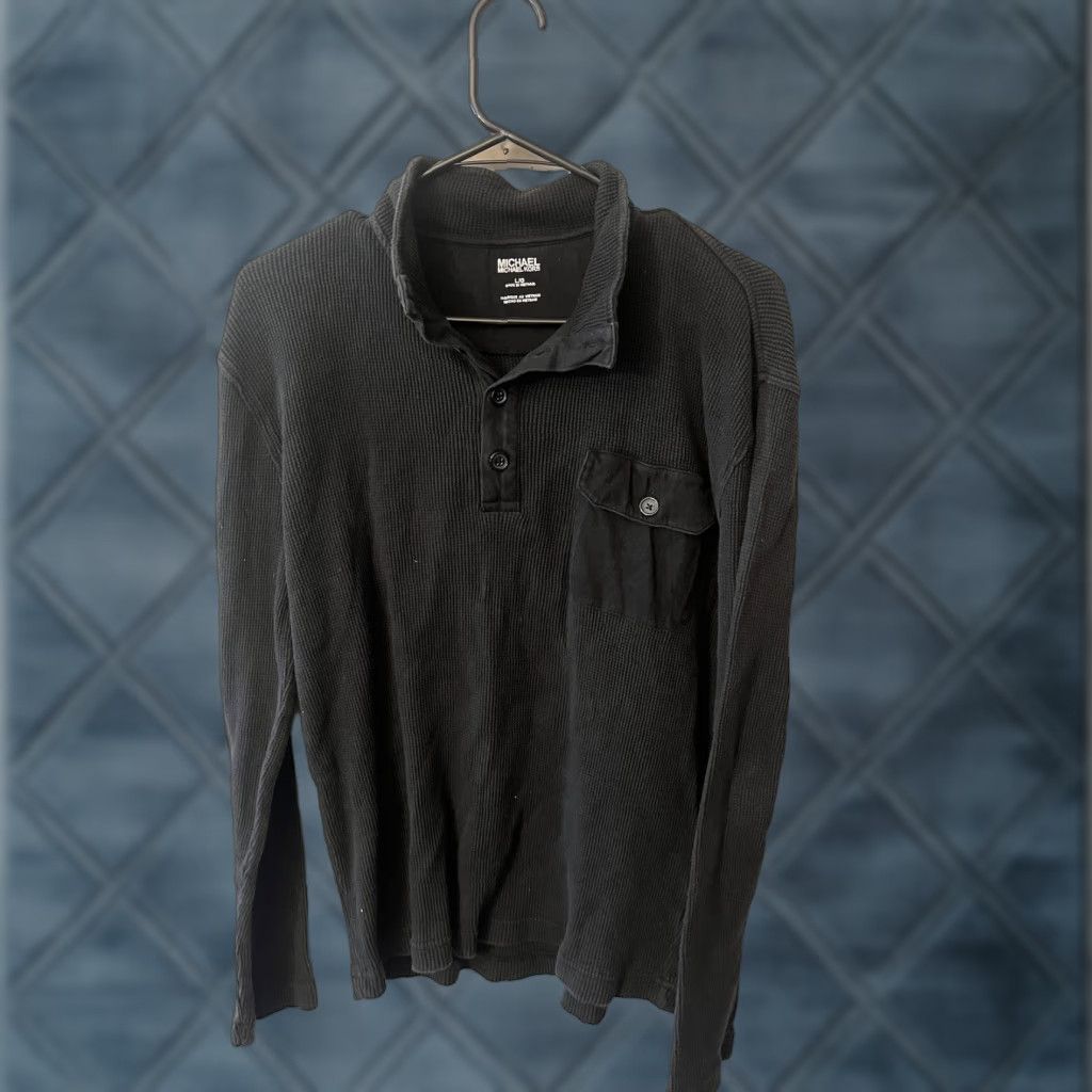 Michael Kors Michael Kors Shirt Mens L Thermal Waffle 1/4 Snap Long Sleeve Stretch Black Size US L / EU 52-54 / 3 - 1 Thumbnail