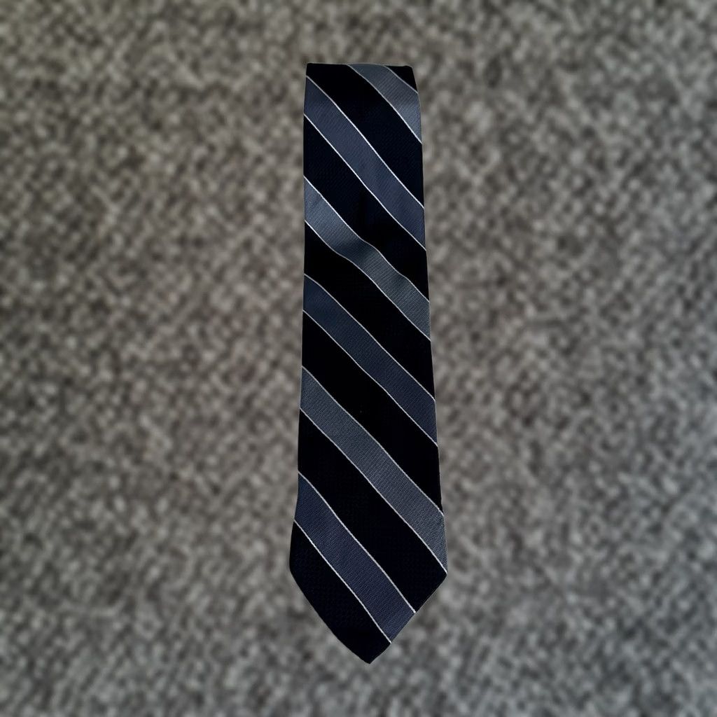 Vintage Pavone 100% Silk Men’s Neck Tie Made In Italy Grey Black Striped Size ONE SIZE - 1 Thumbnail