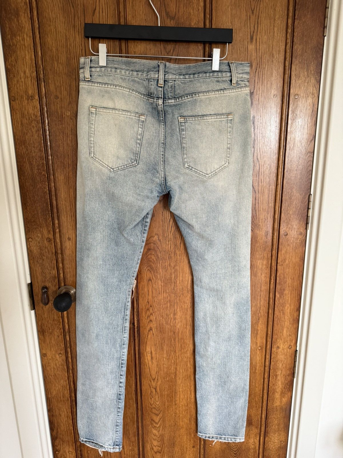 SS16 Saint Laurent selvedge knee rip jeans Hedi 31 crash