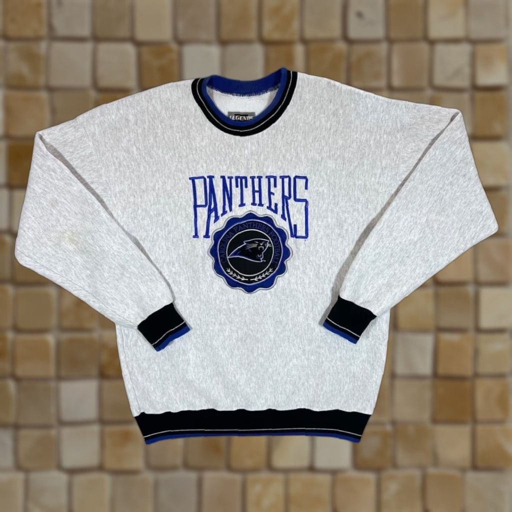 NFL Vintage 90s NFL Carolina Panthers Embroidered Football Grey Sweatshirt Large Size US L / EU 52-54 / 3 - 1 Thumbnail