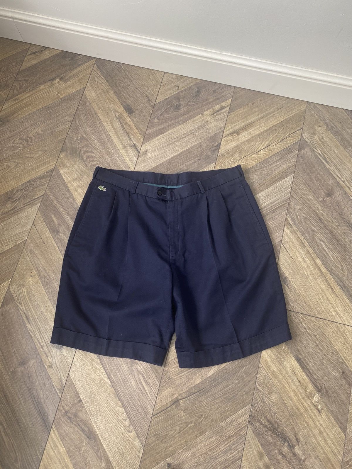 Designer × Lacoste × Vintage Vintage Lacoste Chemise 90s navy classic shorts Size US 35 - 3 Thumbnail
