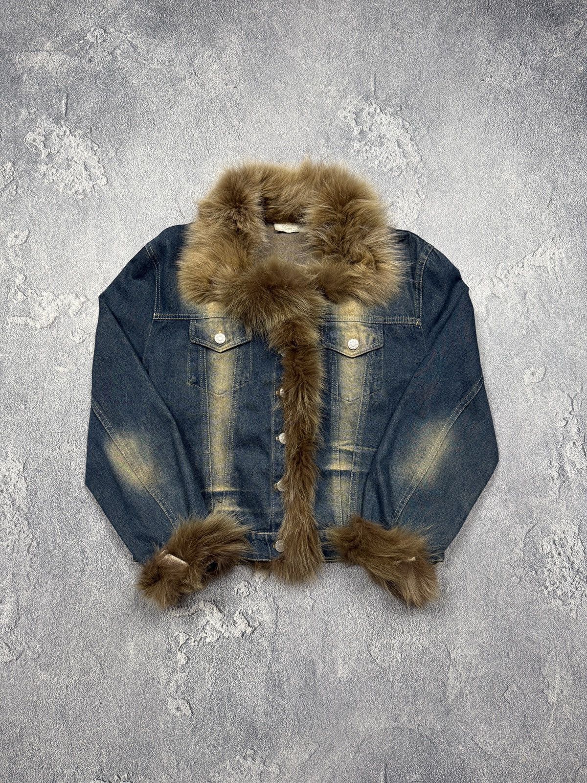 If Six Was Nine Y2K Paris Denim Jacket with Fluffy Fur Size M / US 6-8 / IT 42-44 - 1 Thumbnail