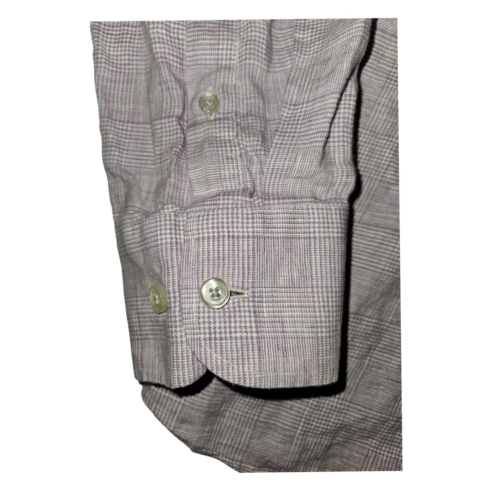 UNTUCKit UNTUCKit Button-Up Shirt Long Sleeve Men's XL Slim Fit 100% Linen Wrinkle Resistant Lavender Check Classic Dad Hipster Preppy Travel Casual Business Size US XL / EU 56 / 4 - 5 Thumbnail